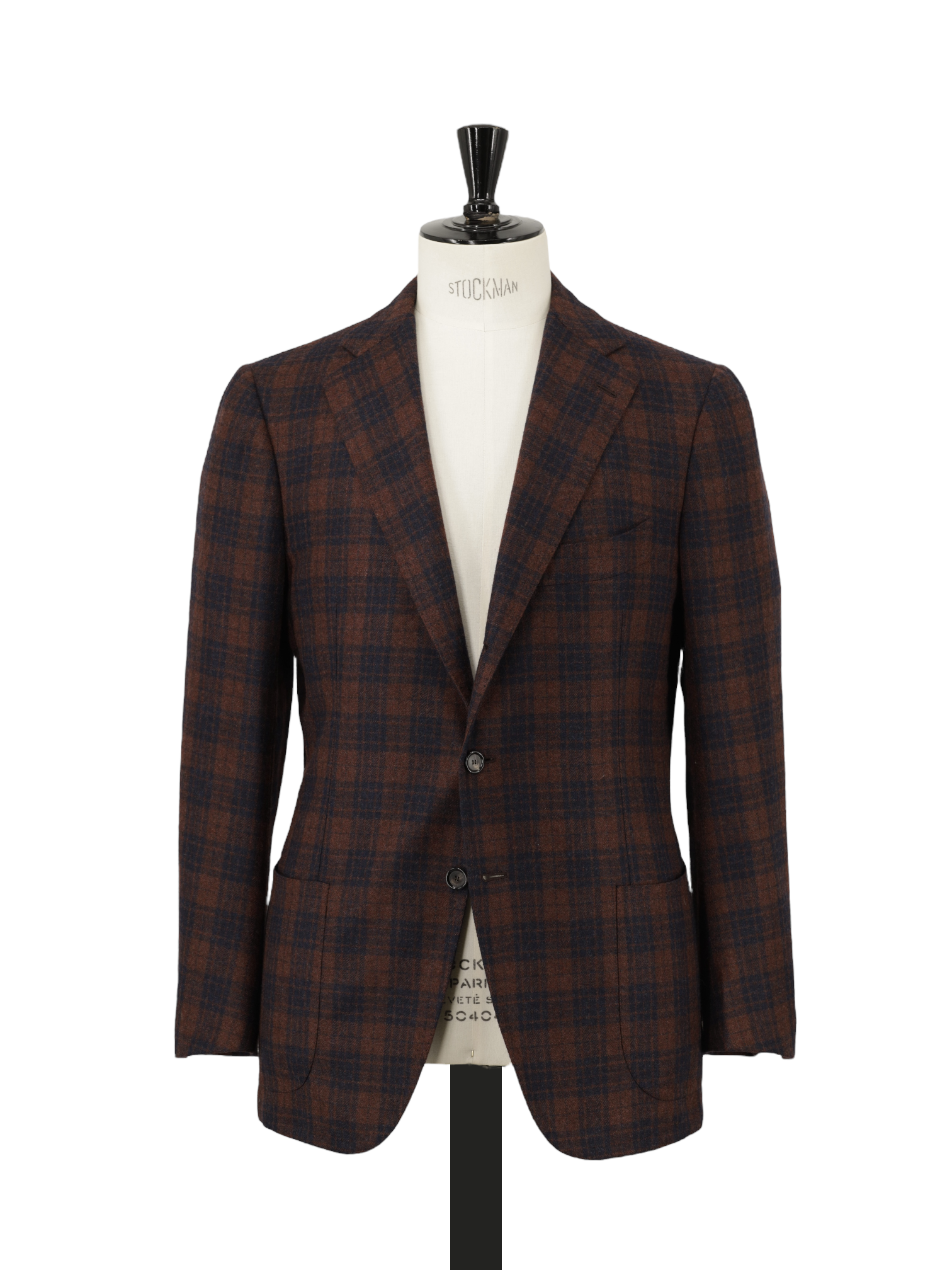 Cesare Attolini Ruby Red & Navy Wool Cashmere Check Winter Jacket