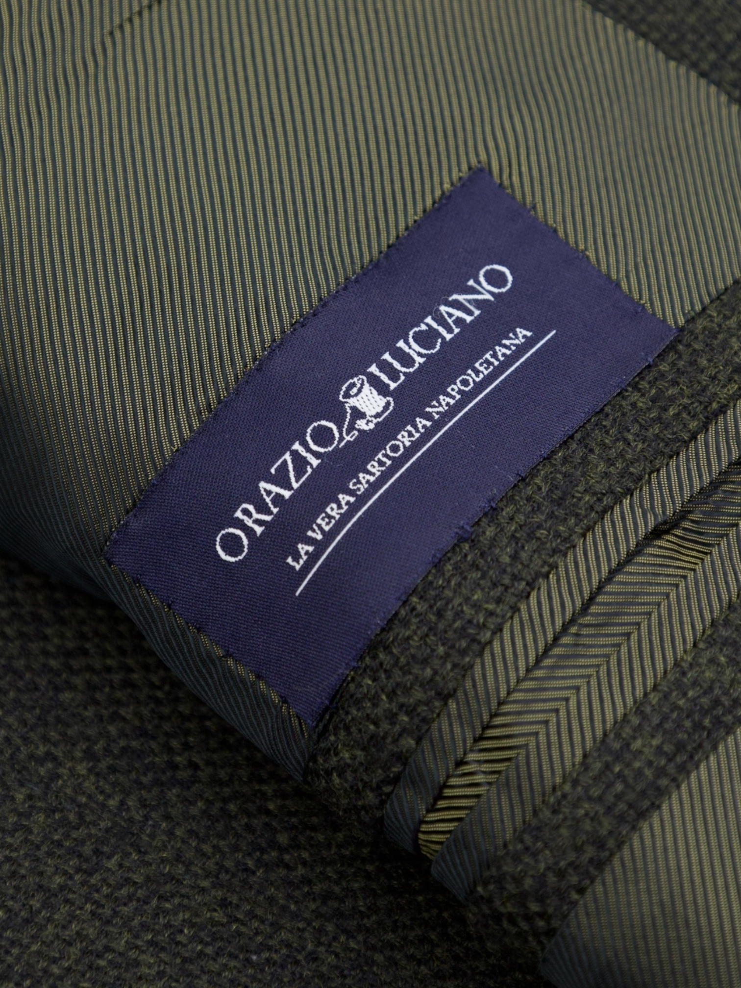 Orazio Luciano Forest Green Wool & Cashmere Micro-Structure Jacket