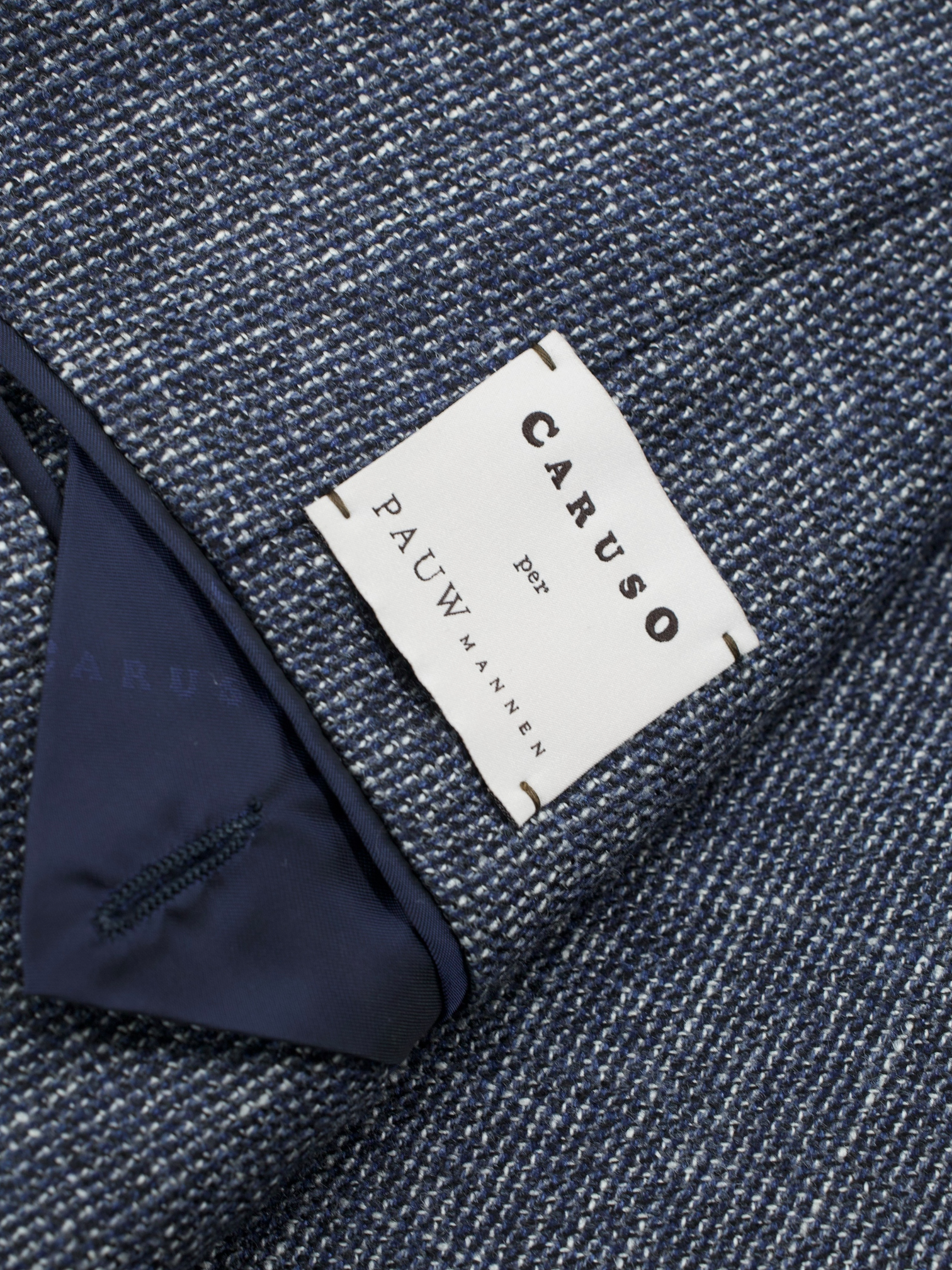 Caruso Steel Blue Wool, Cashmere & Silk Micro-Pattern Jacket
