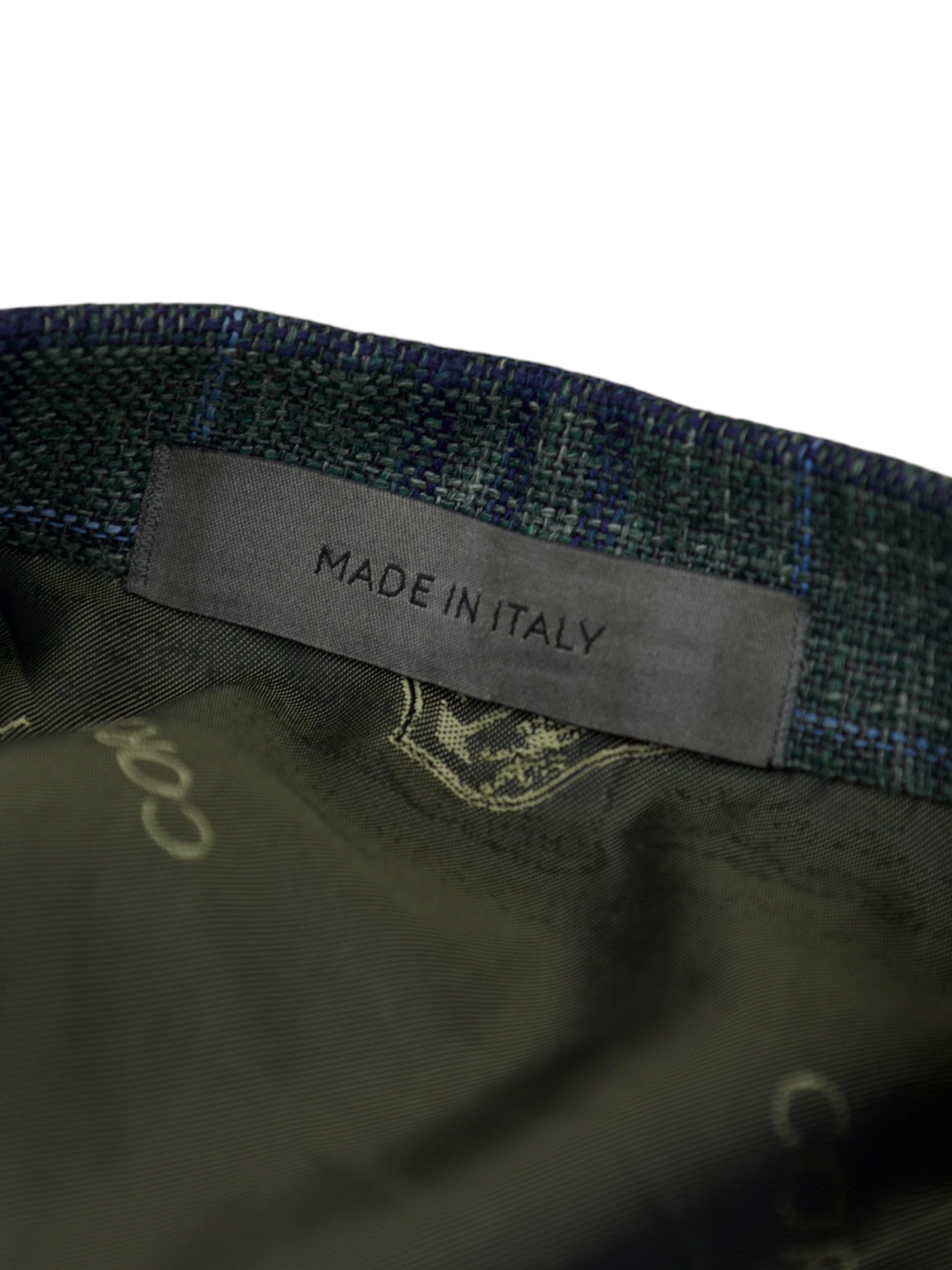 Corneliani Sartoria Green Wool, Silk & Linen Overcheck Jacket