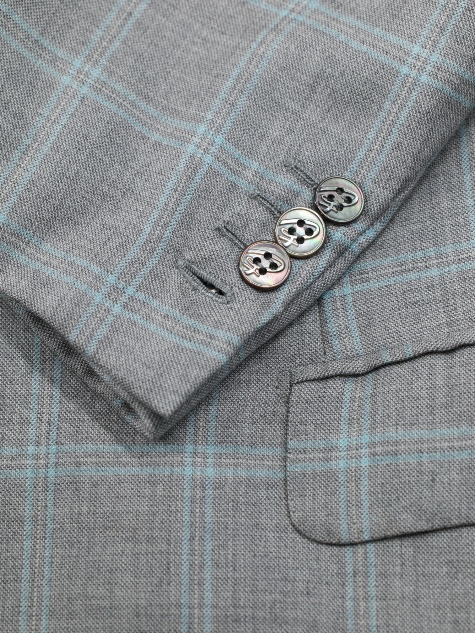 Brioni Grey & Mint Green Cashmere & Silk Windowpane Brunico Jacket