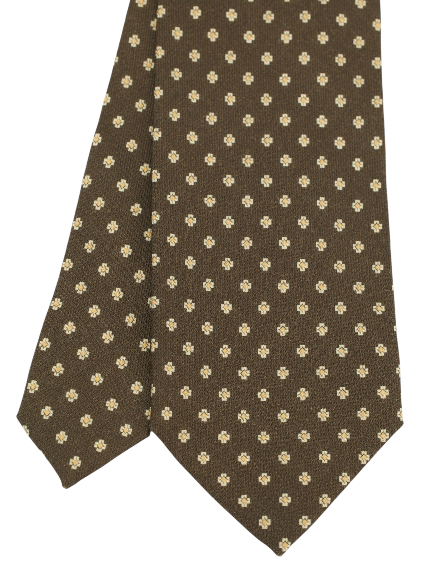 Cesare Attolini Brown & Yellow Woolen Floral Tie