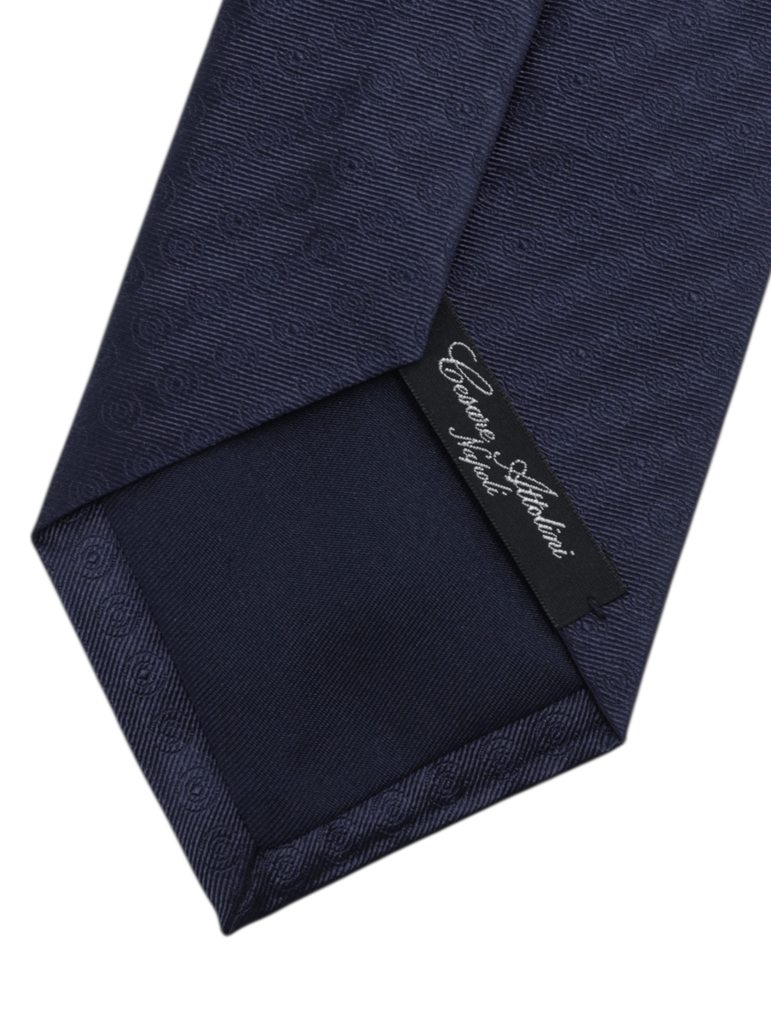 Cesare Attolini Navy Silk Geometric Shadow-Dot Pattern Tie