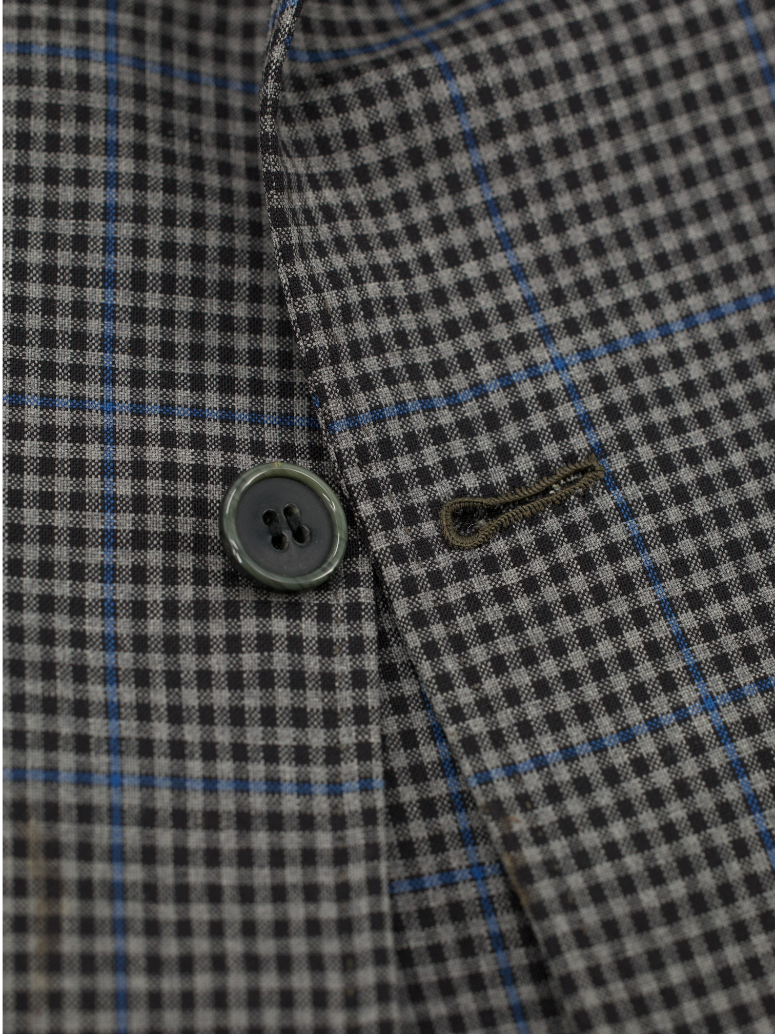 Brioni Vintage Grey & Light Blue Wool Windowpane Jacket