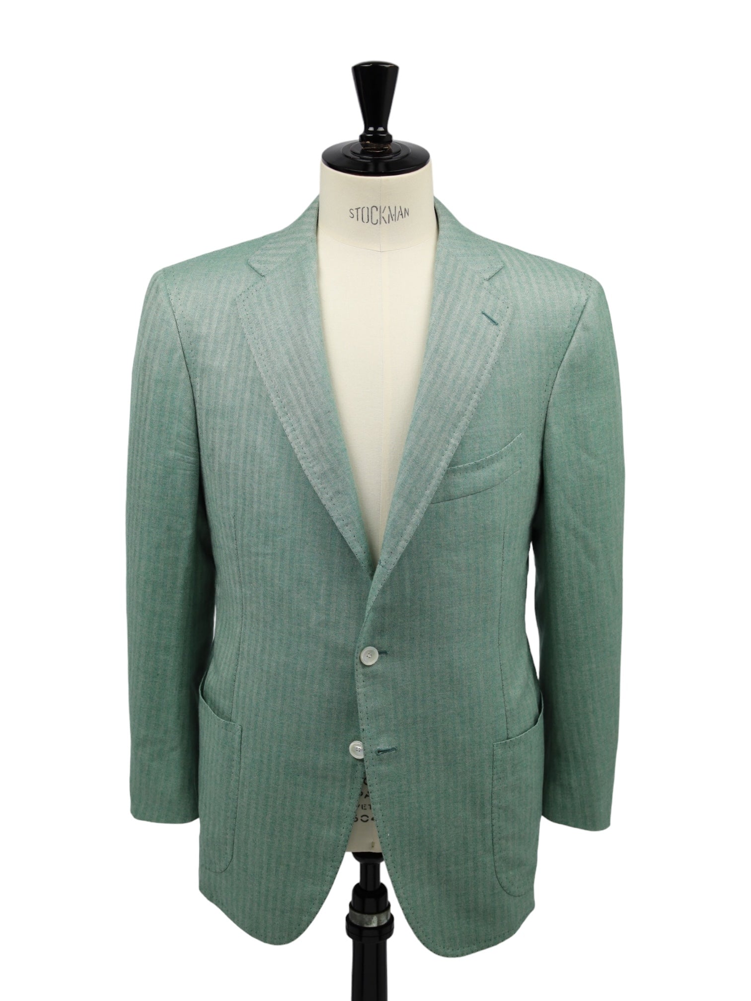 Cesare Attolini Mint Green Cashmere, Vicuña & Silk Herringbone Jacket