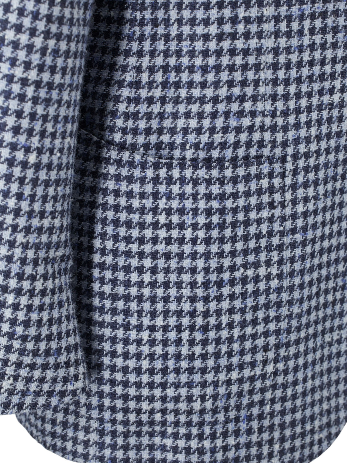 Cesare Attolini Indigo Blue Silk & Wool Bouclé Houndstooth Jacket