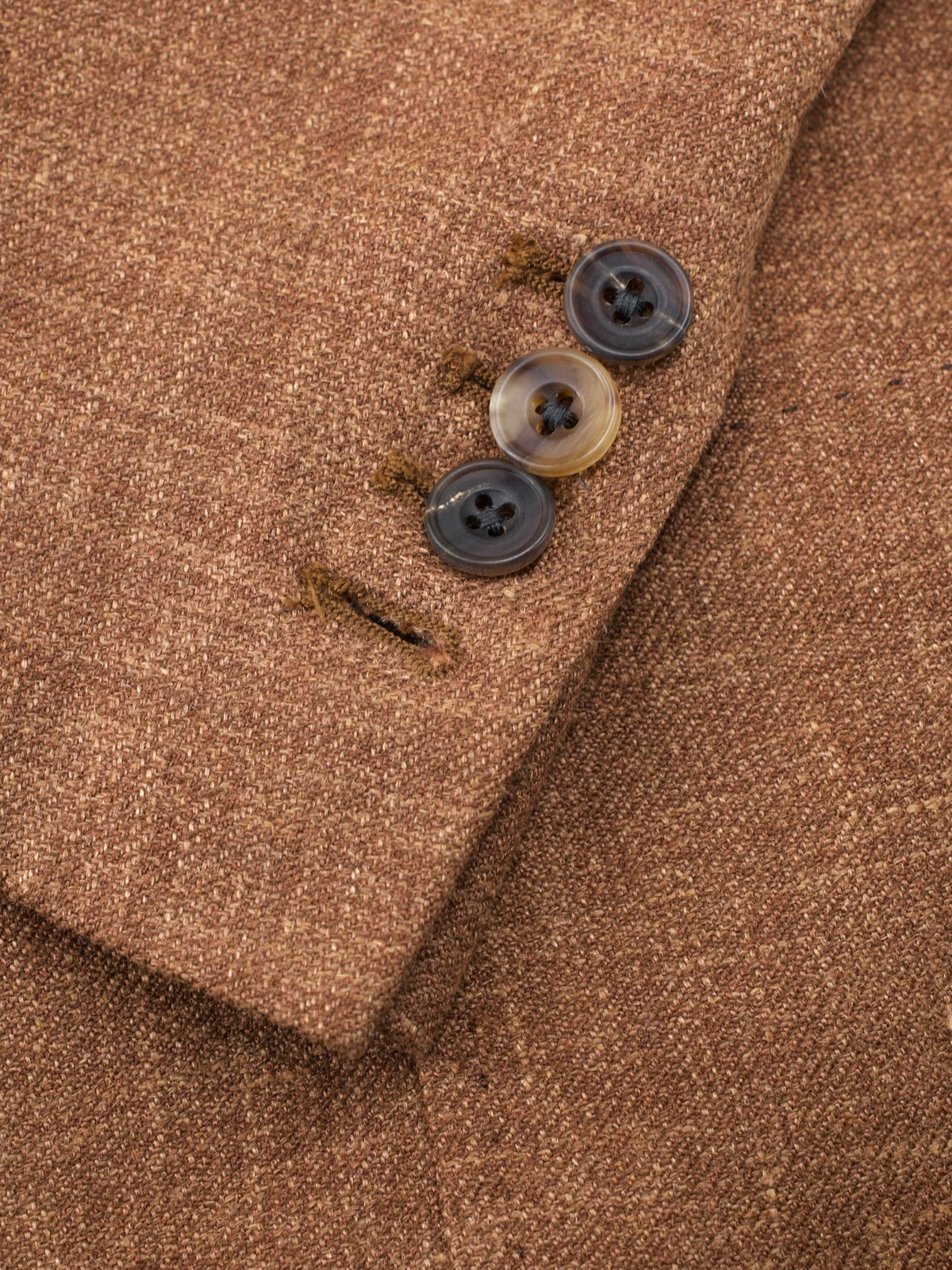 Rubinacci Tobacco Brown Silk, Linen & Wool Unconstructed Jacket
