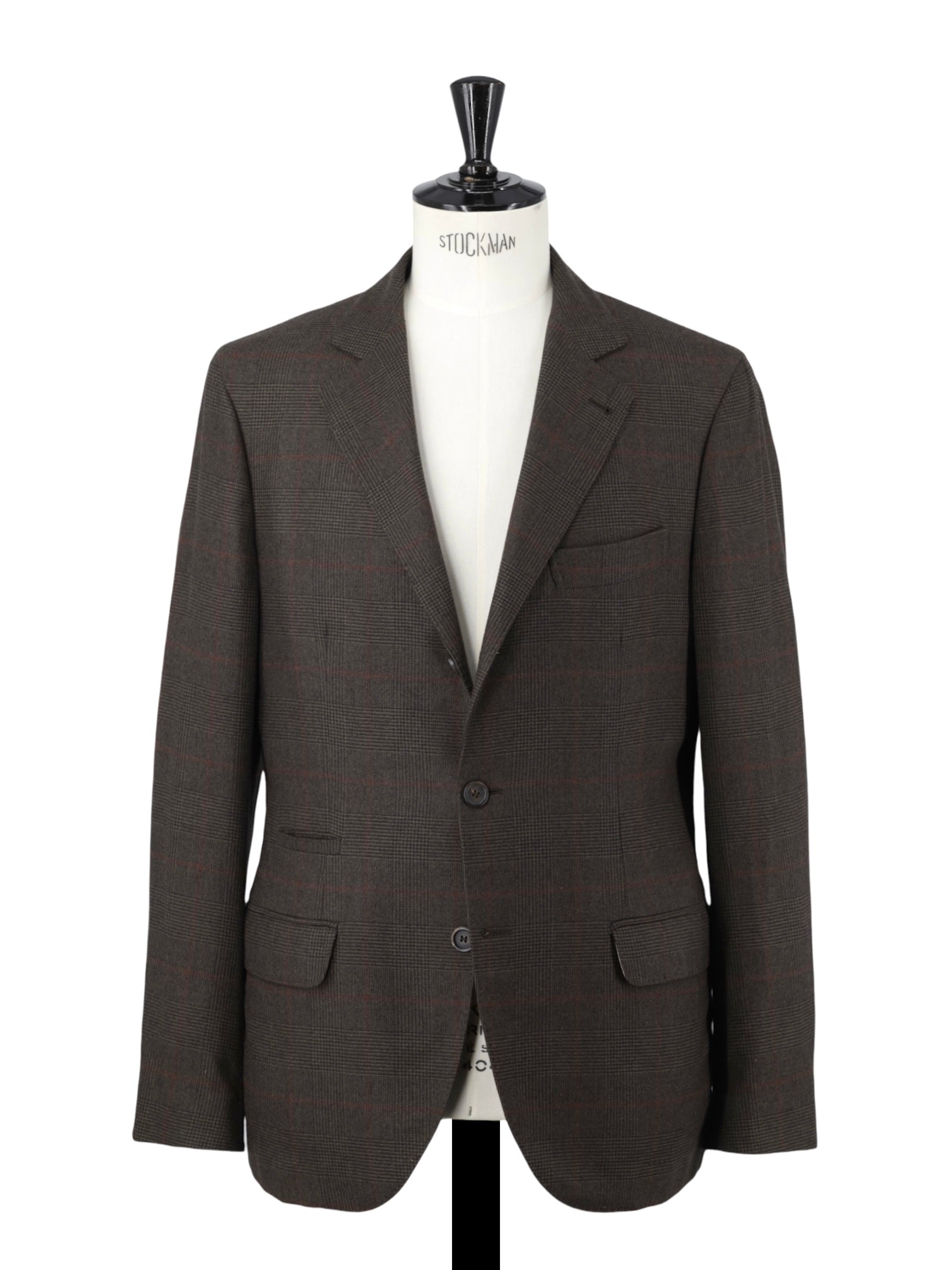 Brunello Cucinelli Dark Brown & Burgundy Wool & Cashmere Glenplaid Jacket