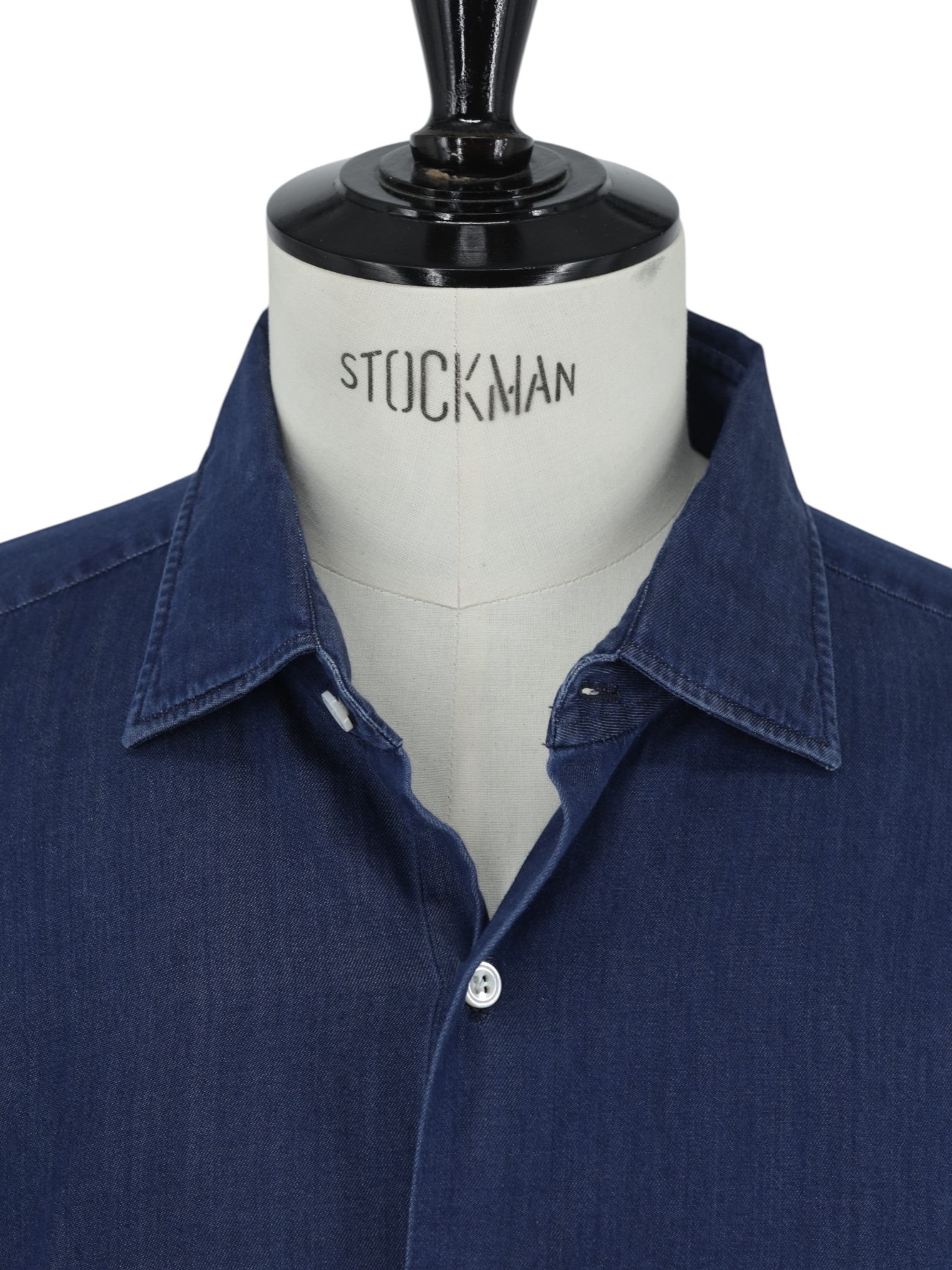 Finamore Indigo Blue Cotton Denim Twill Shirt