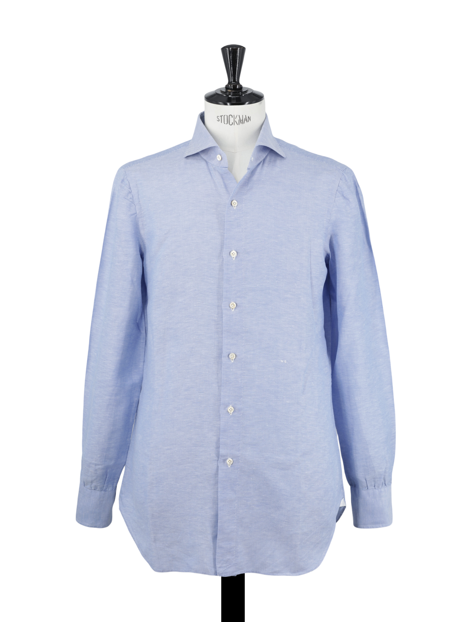 Finamore Blue Linen & Cotton Melange Pinpoint Summer Shirt