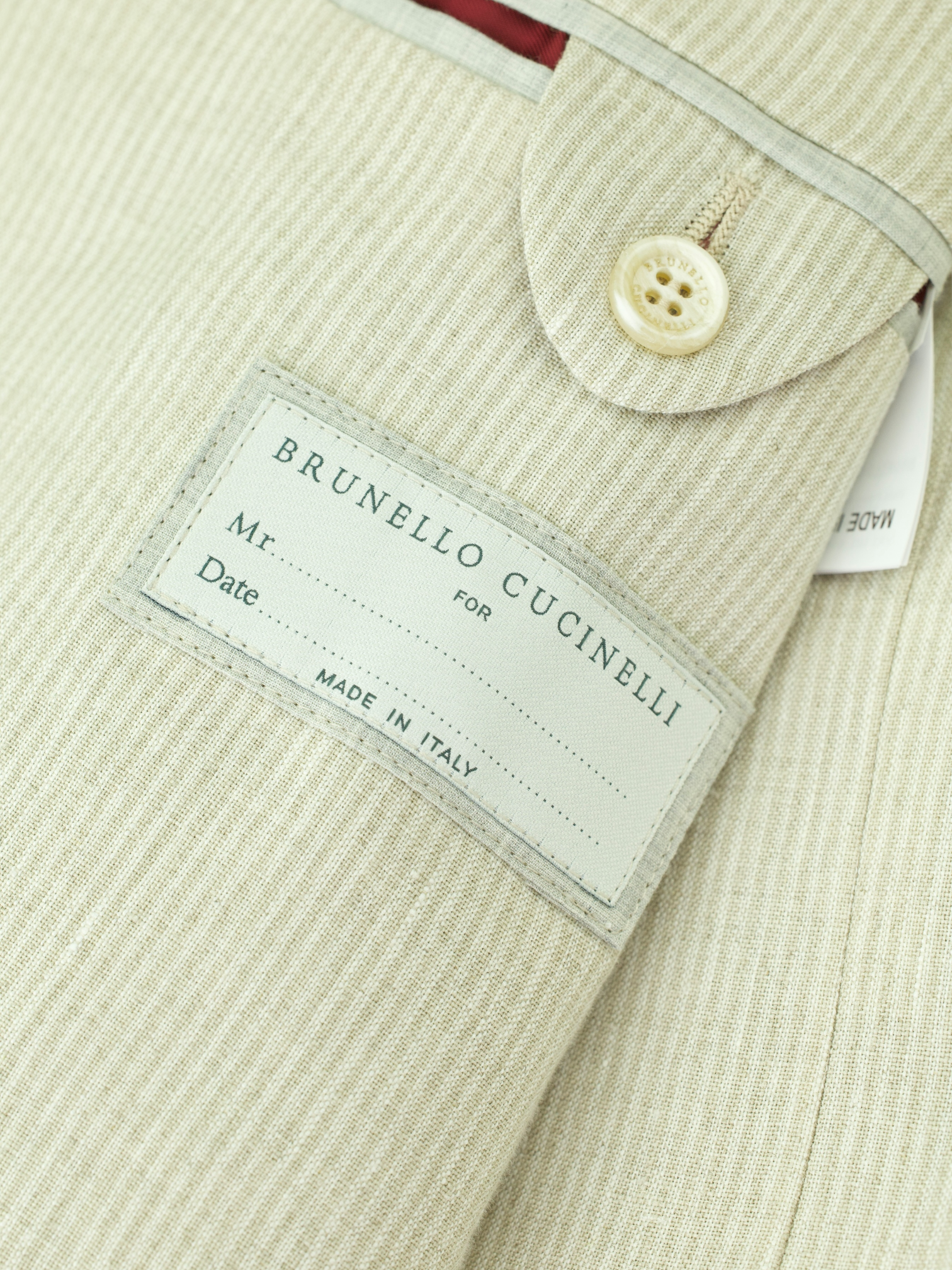 Brunello Cucinelli Greige Pure-Linen Micro-Stripe Suit