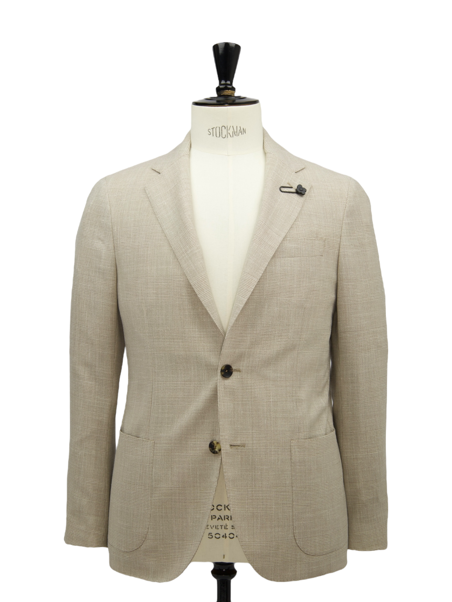 Lardini Taupe Wool, Silk & Linen Prince of Wales Jacket