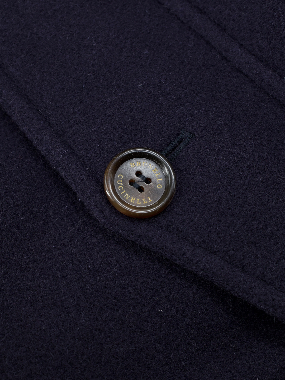 Brunello Cucinelli Navy Wool, Angora & Silk Duffle Coat