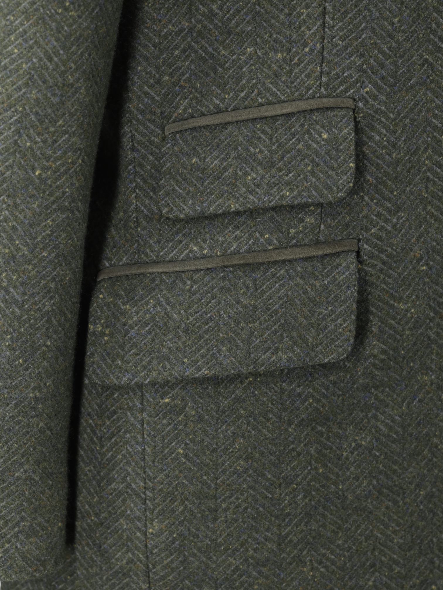 Loro Piana Light Green Cashmere & Wool Detachable-Front Herringbone Jacket