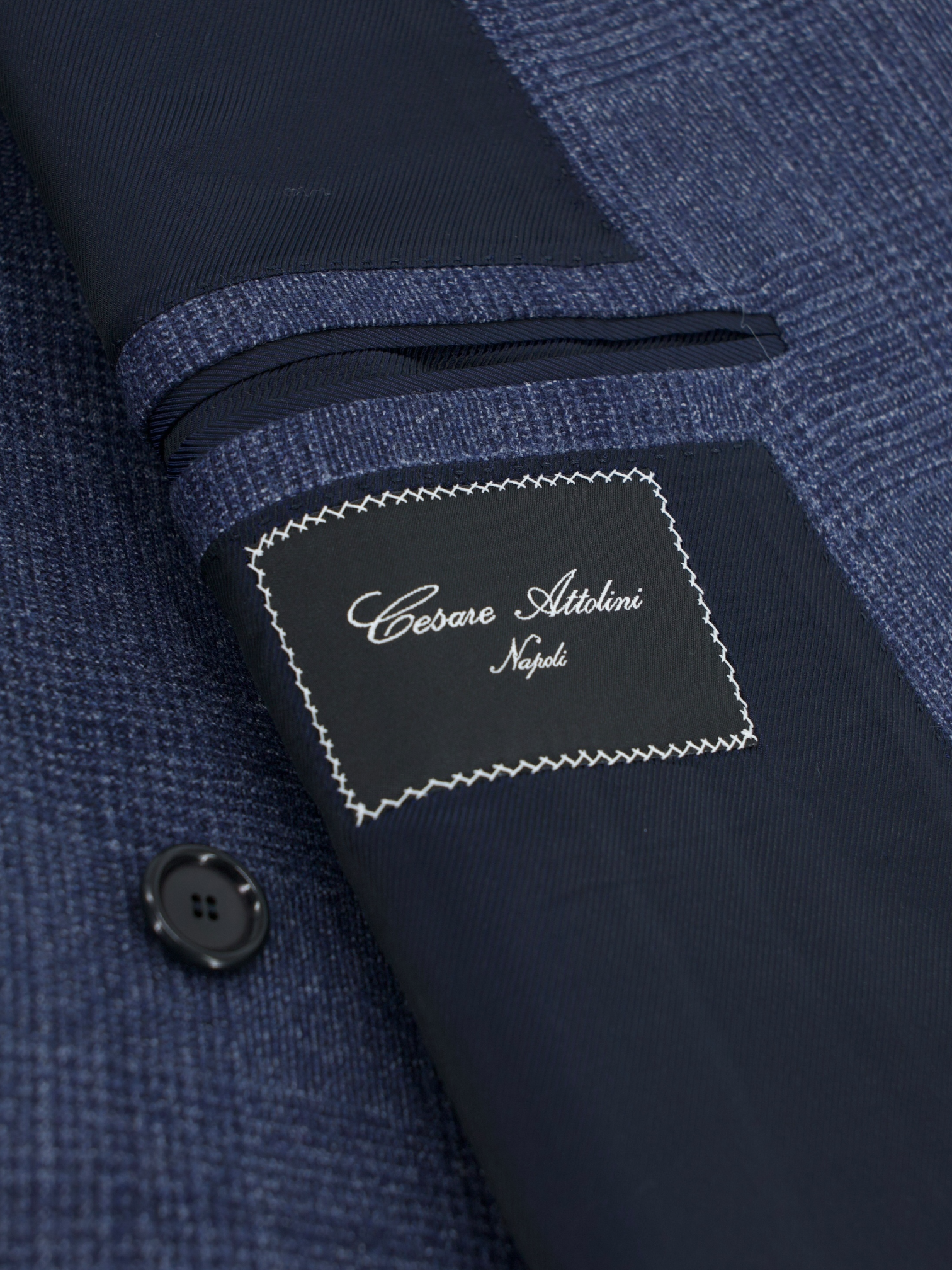 Cesare Attolini Blue Wool Double-Breasted Prince of Wales Suit