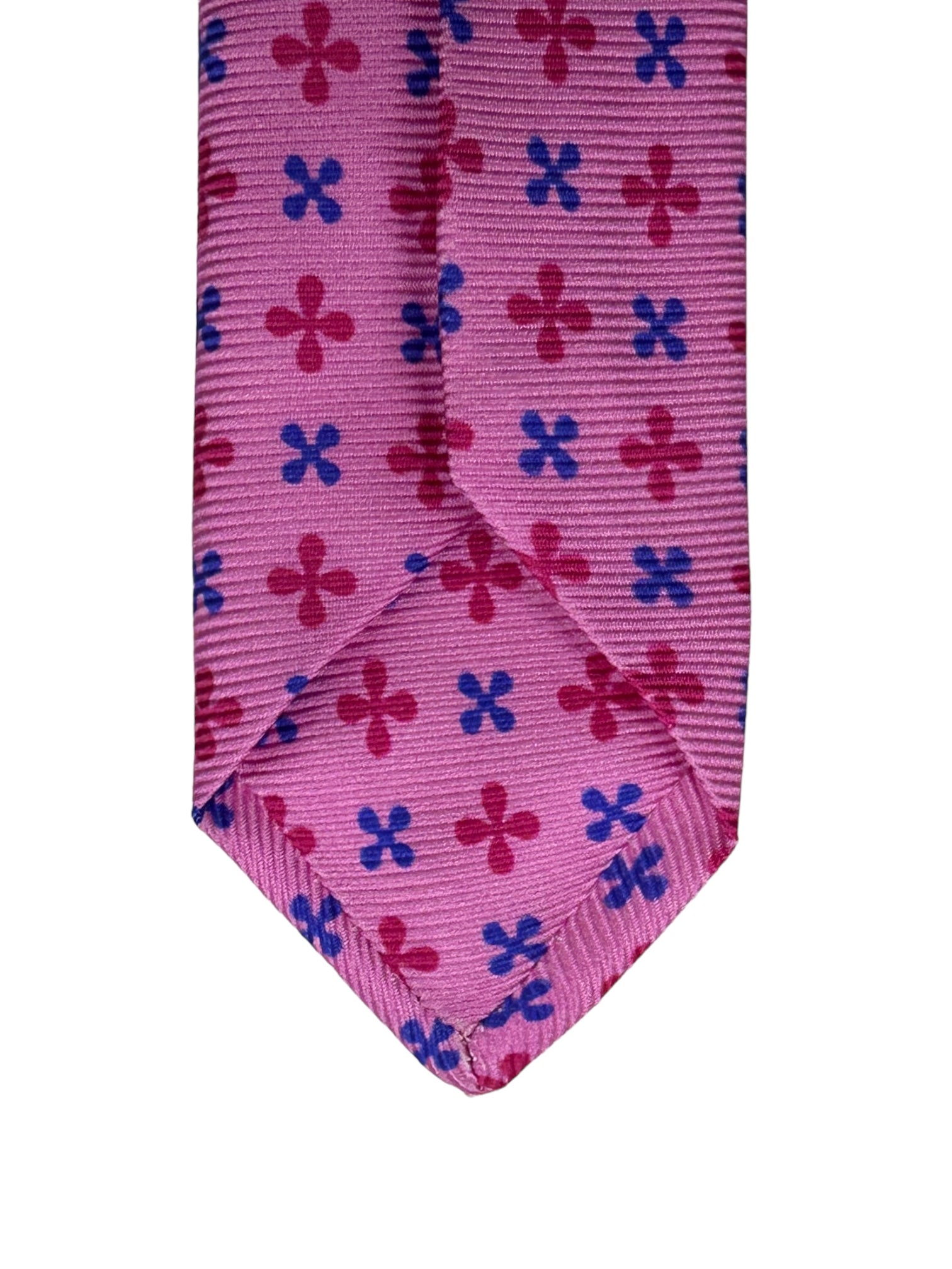 Kiton 7-Fold Pink Geometric Floral Tie
