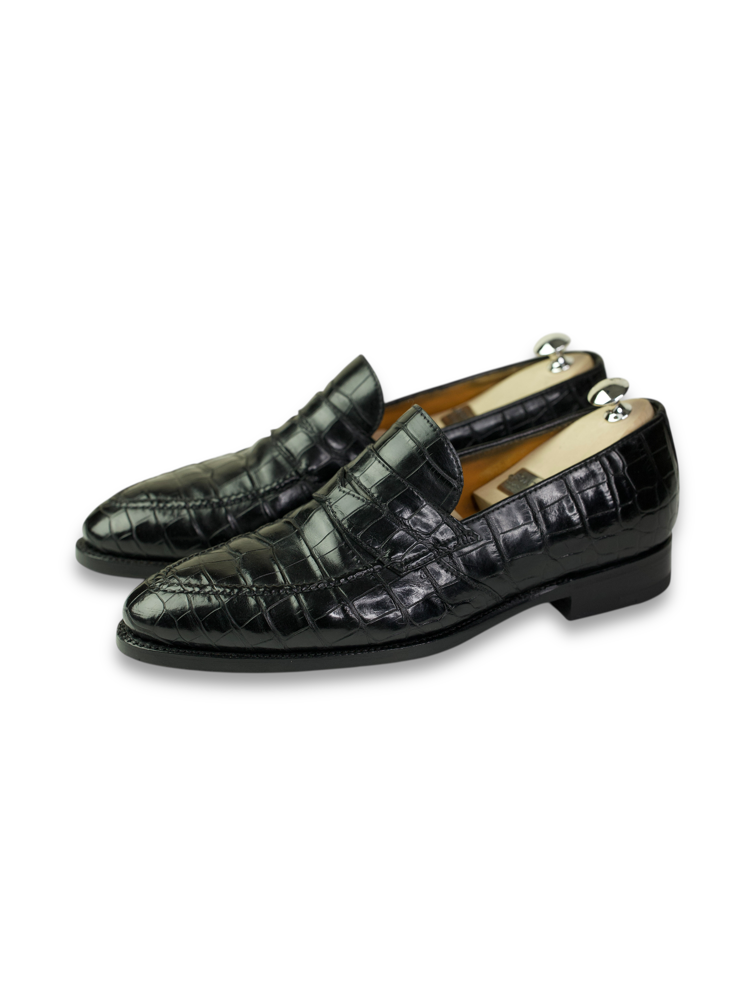 Bontoni Black Principe Alligator Penny Loafer