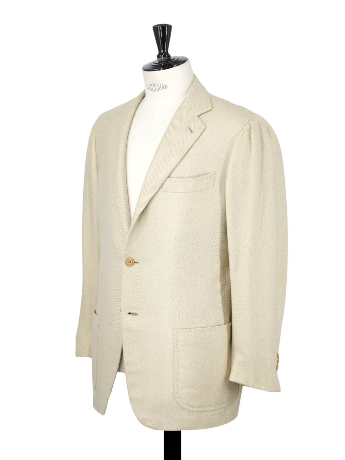 Luigi Borrelli Beige Heavyweight-Cashmere Herringbone Jacket