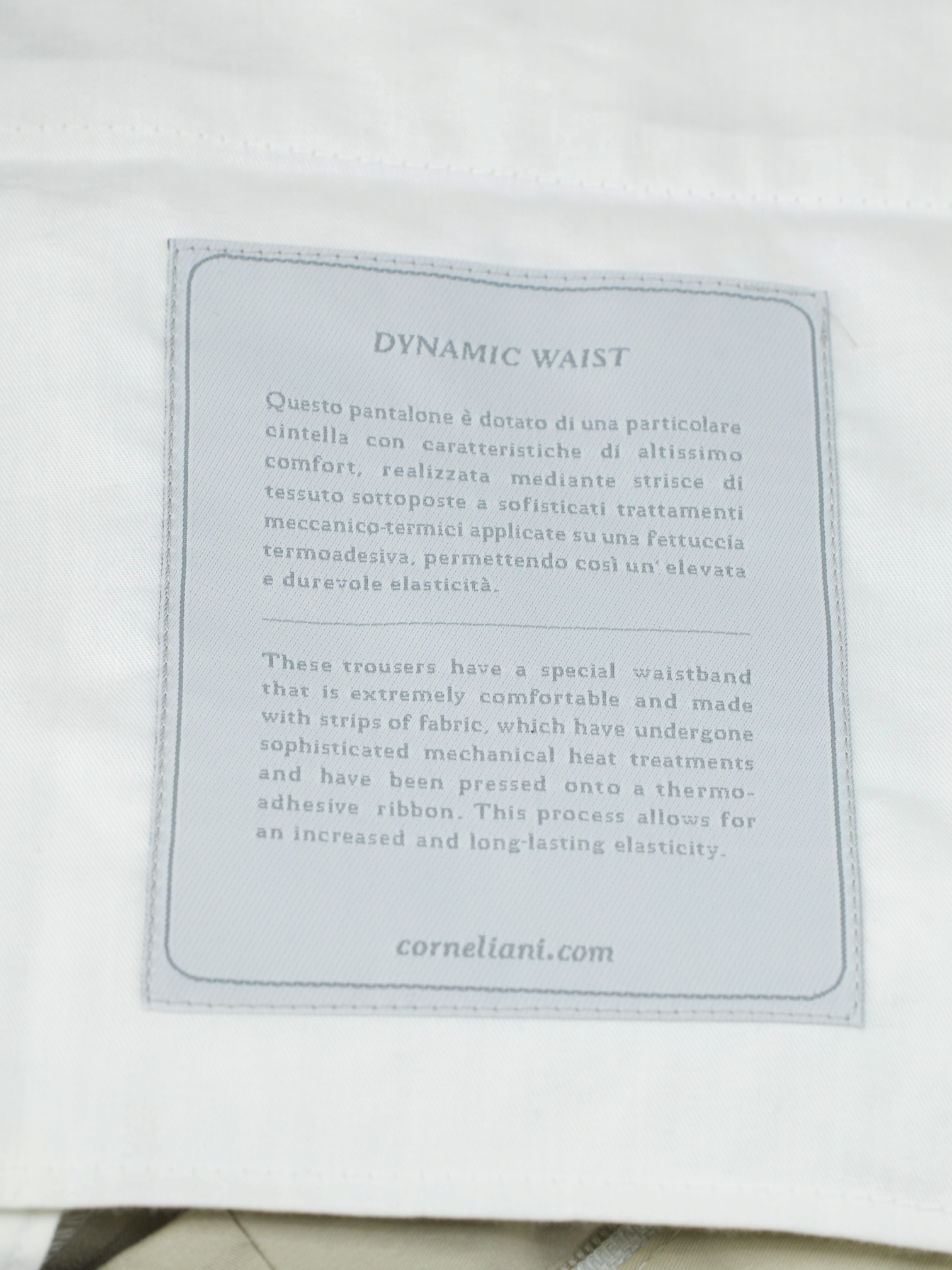 Corneliani Stone Cotton & Stretch "Dynamic Waist" Dress Chino's