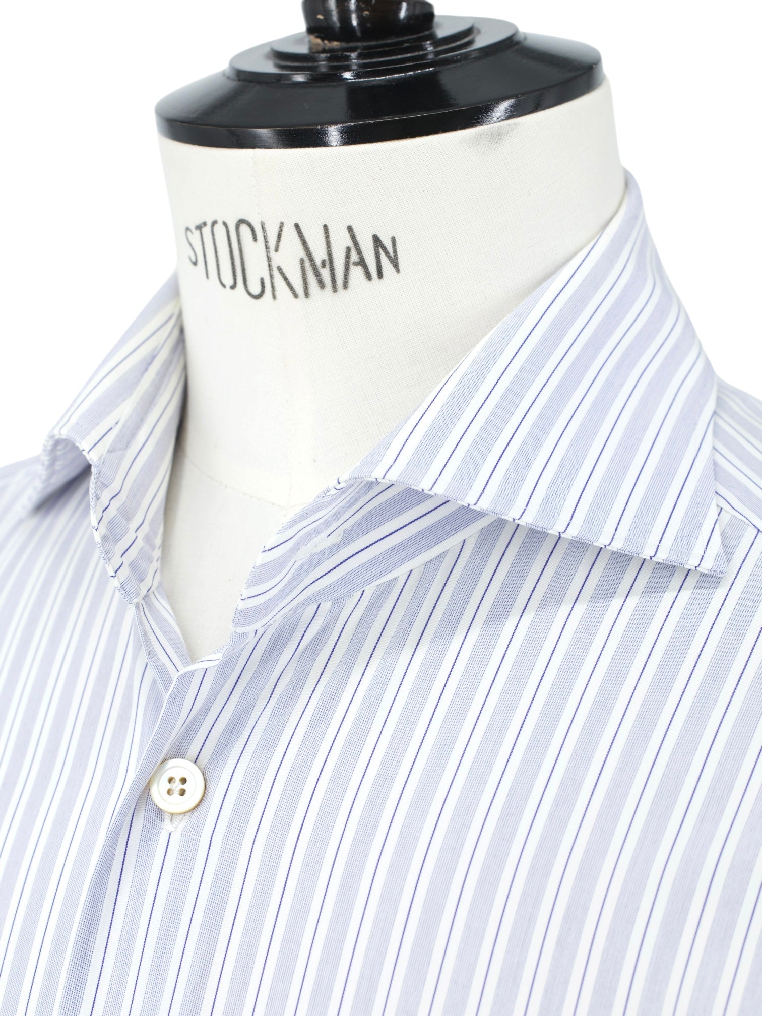Kiton Blue & White Cotton Vintage-Stripe French-Cuff Shirt