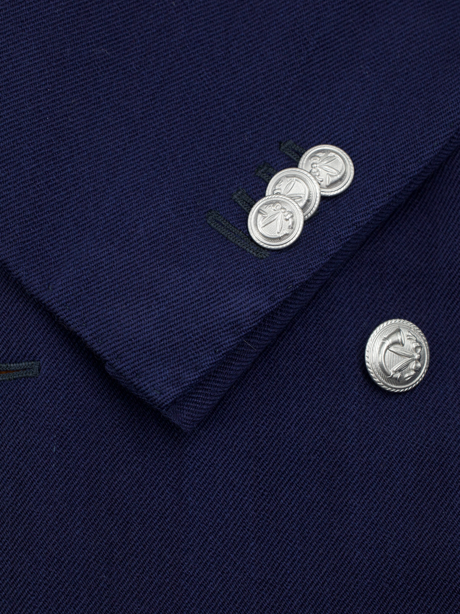 Stile Latino Marine Blue Double-Breasted Cotton-Twill Blazer Jacket
