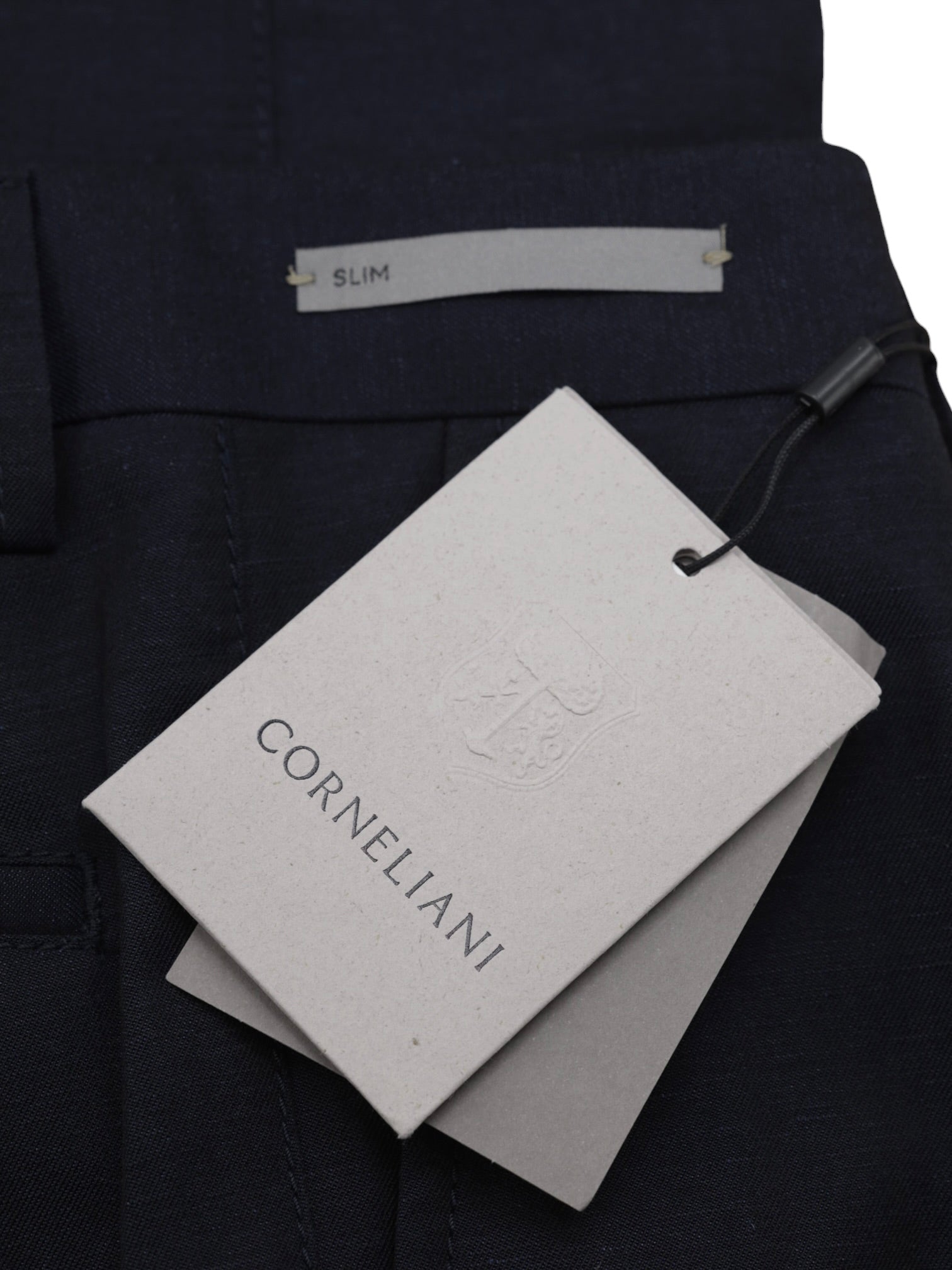 Corneliani Navy Wool & Linen Slim-Fit Trousers