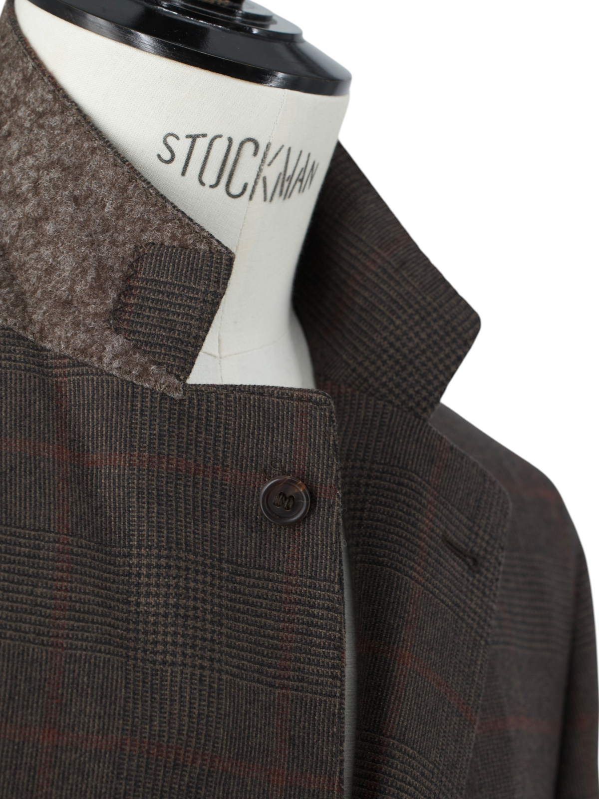 Brunello Cucinelli Dark Brown & Burgundy Wool & Cashmere Glenplaid Jacket
