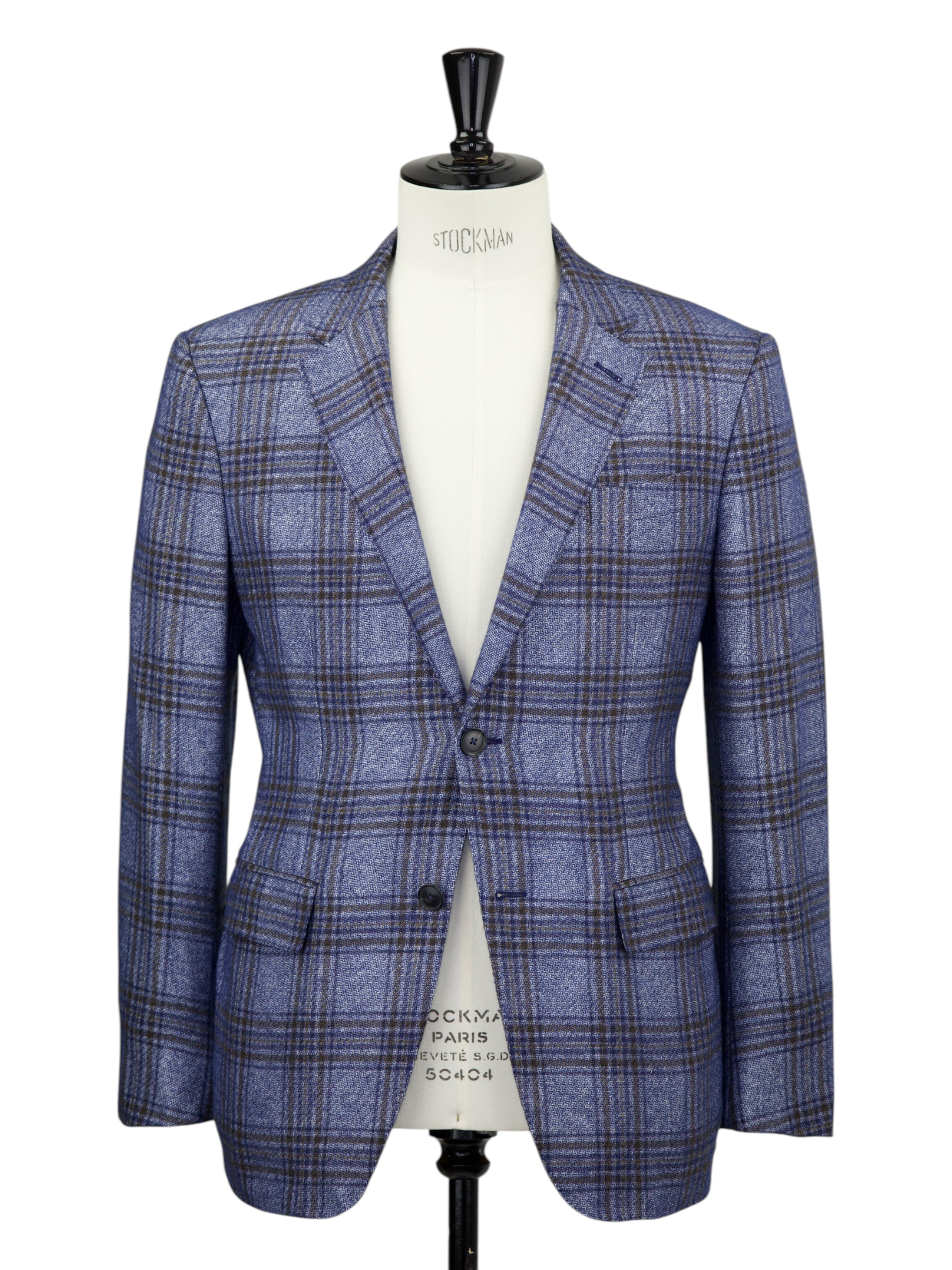 Ermenegildo Zegna Steel Blue Silk & Cashmere Glen Check Jacket