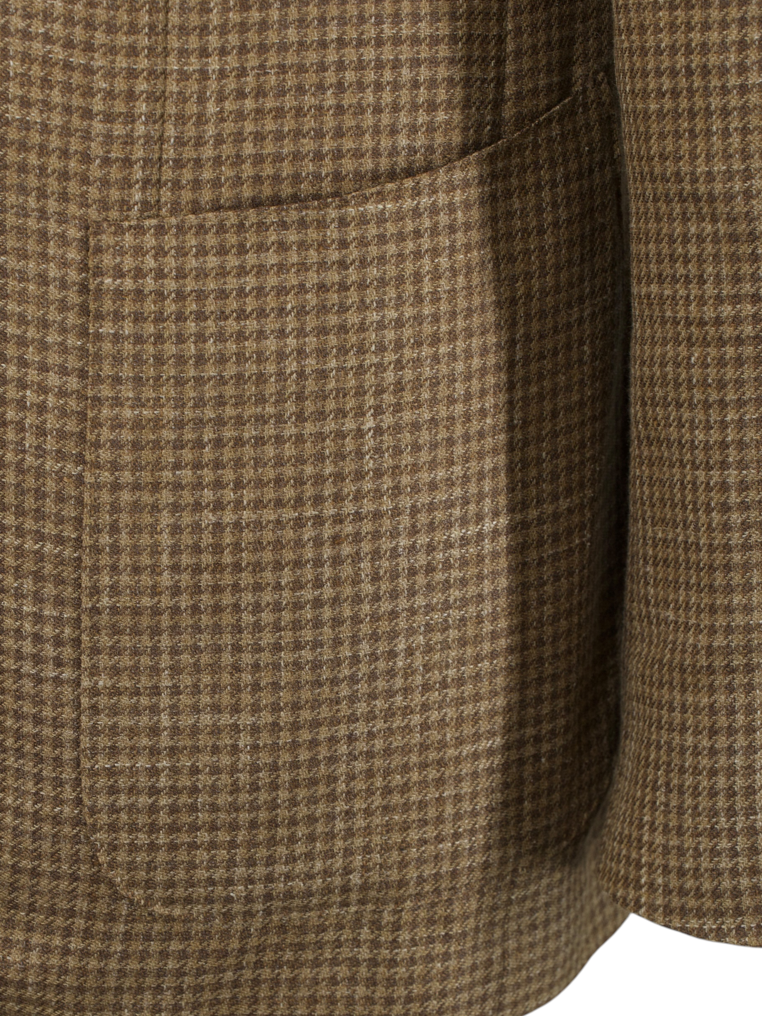 Caruso Caramel Brown Wool, Silk & Linen Pied de Poule Jacket