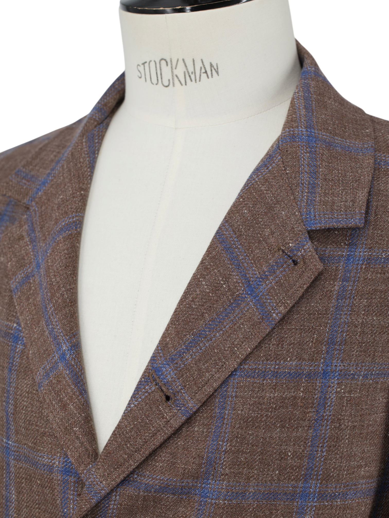 Finamore Brown & Blue Wool & Linen Checkered Shirt Jacket