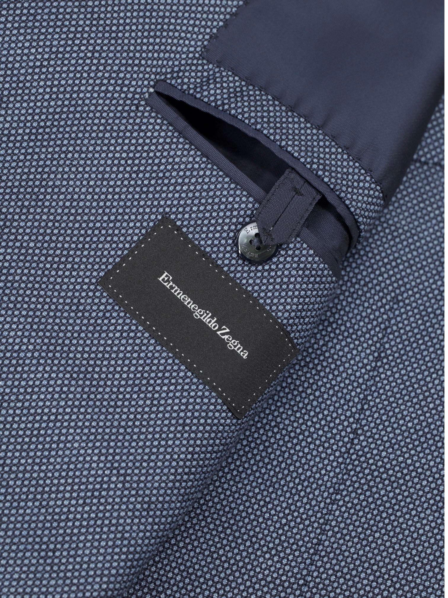 Ermenegildo Zegna Steel Blue Cotton, Cashmere & Rayon Micro-Pattern "Street" Jacket