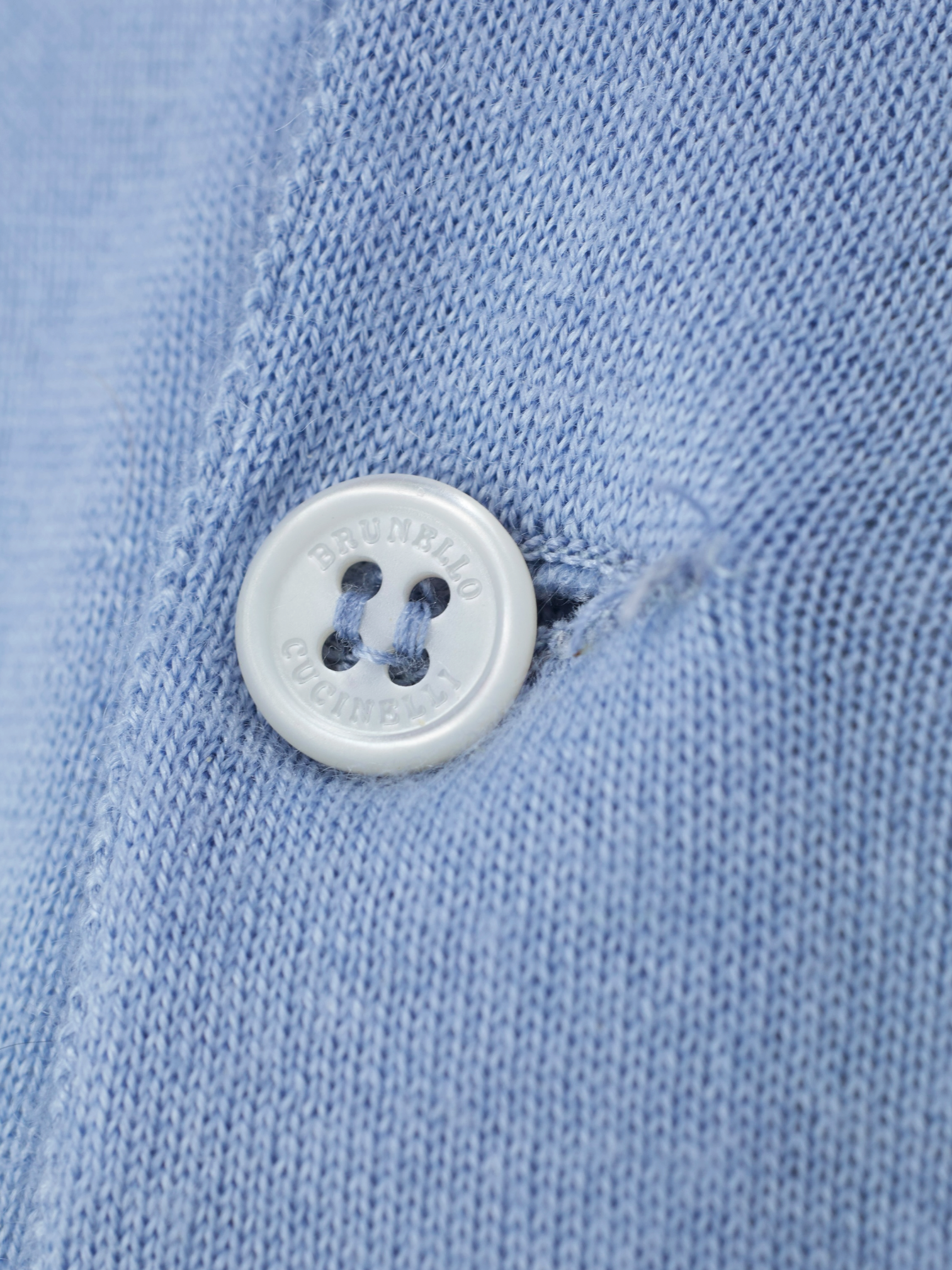 Brunello Cucinelli Light Blue Cashmere & Silk Long-Sleeve Polo