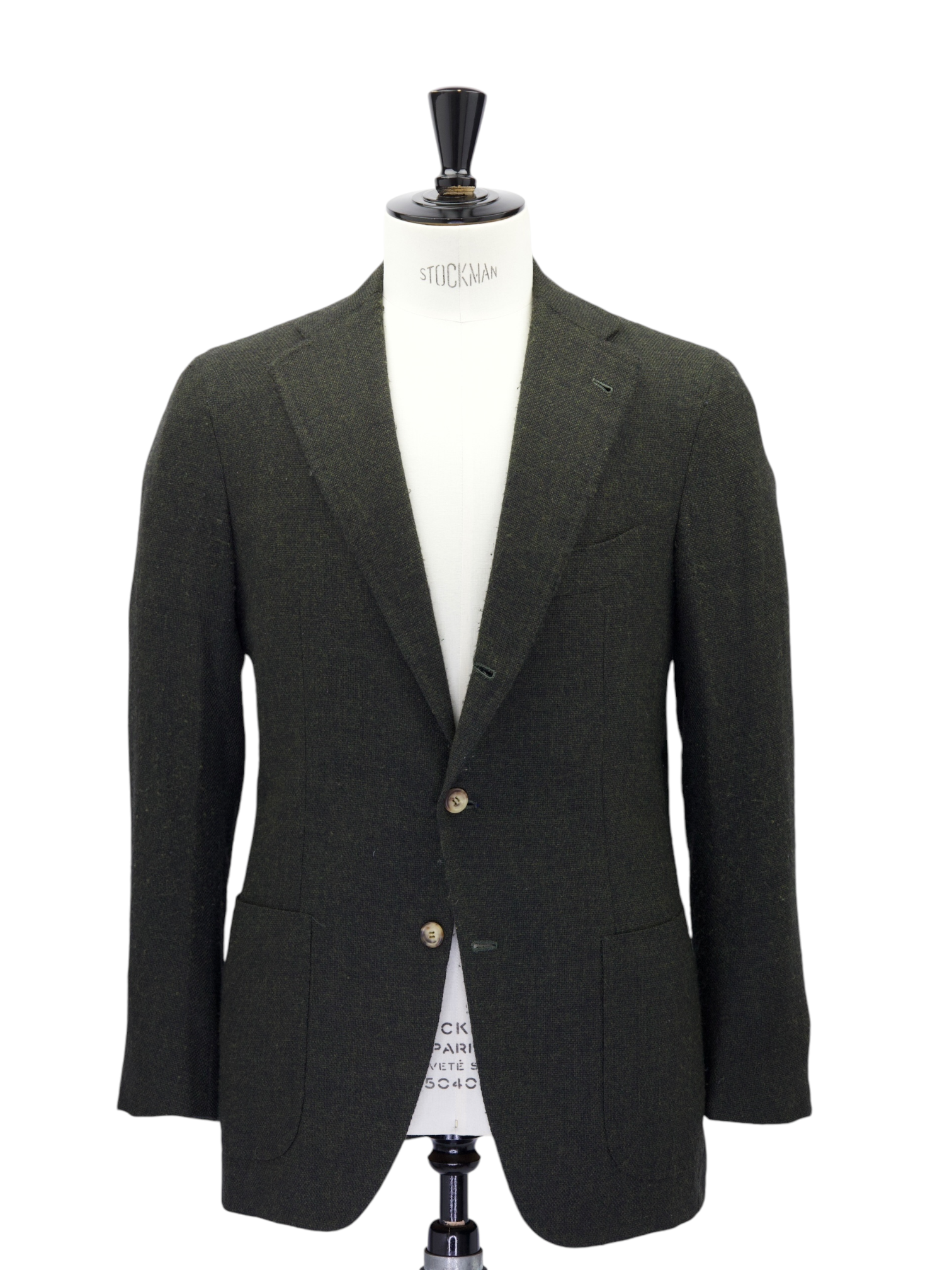 Orazio Luciano Forest Green Wool & Cashmere Micro-Structure Jacket