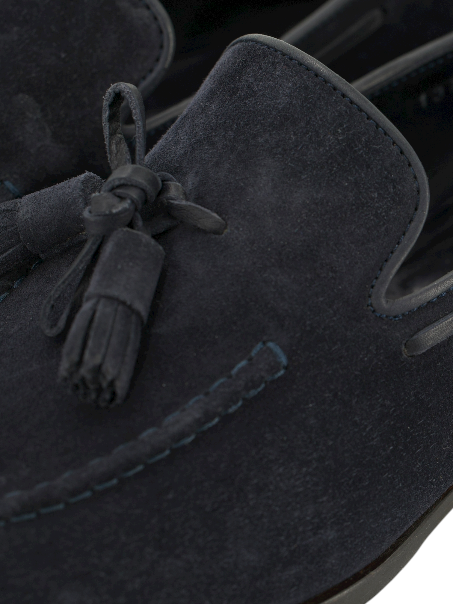 Santoni Navy Suede Handgrade Tassel Loafer