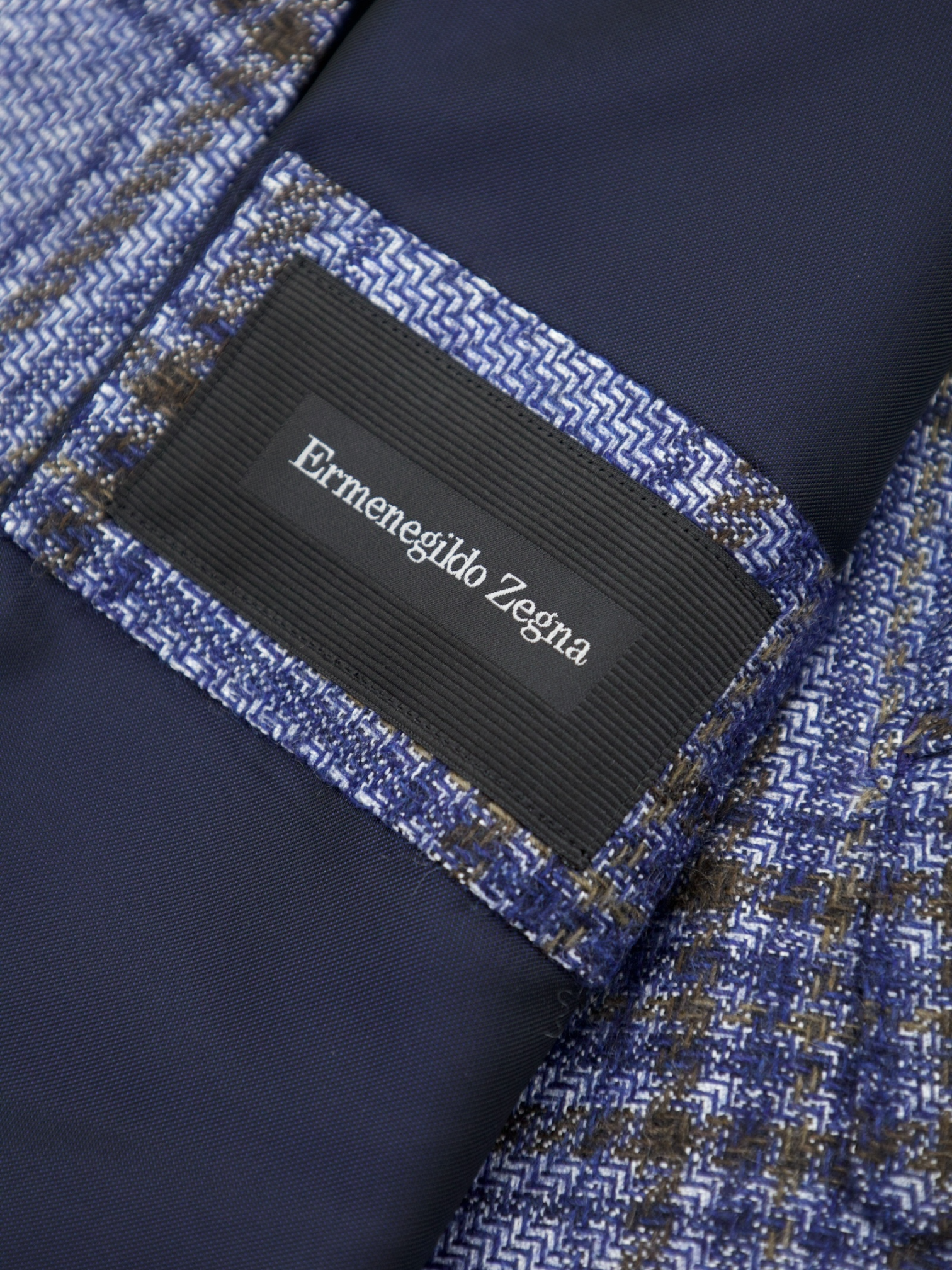 Ermenegildo Zegna Steel Blue Silk & Cashmere Glen Check Jacket