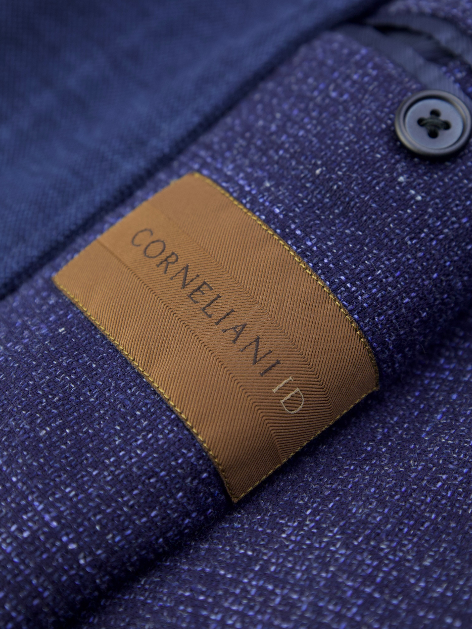 Corneliani ID Blue Linen & Wool Checkered Vespa Jacket