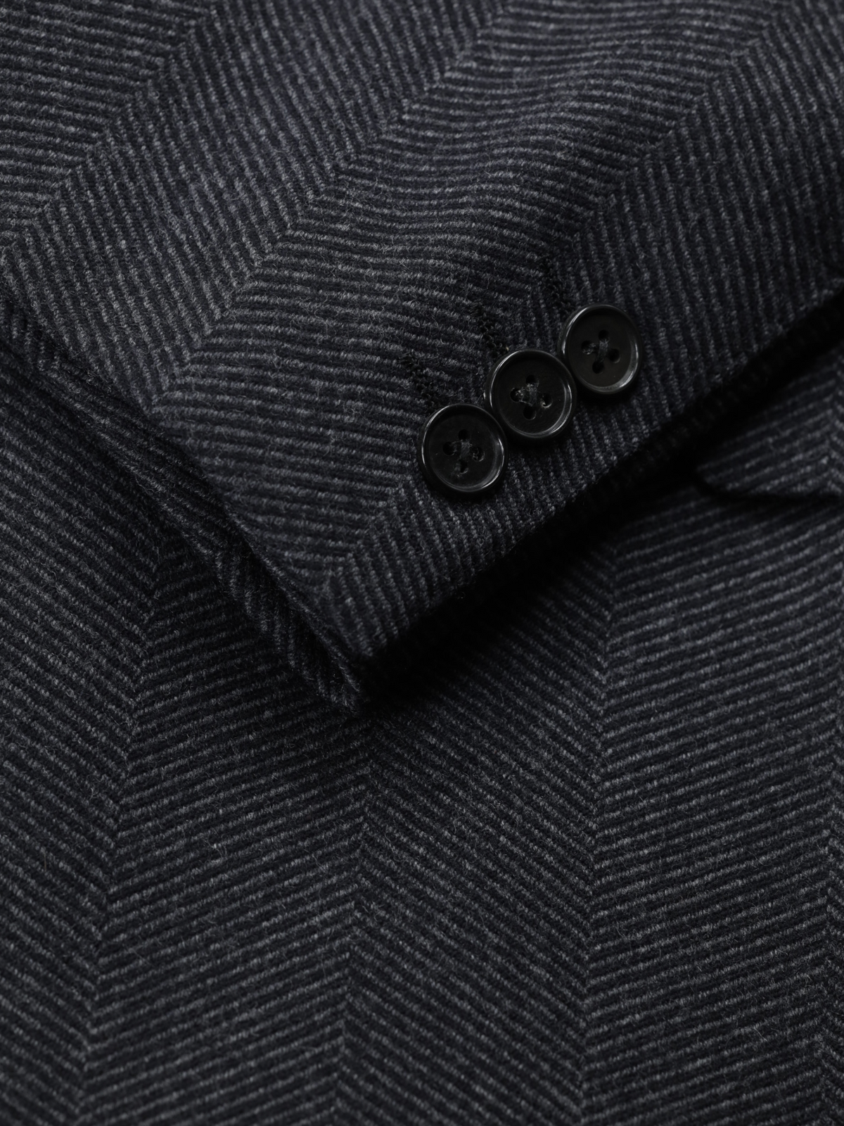 Ermenegildo Zegna Vintage Charcoal Wool & Cashmere Herringbone Covert Coat