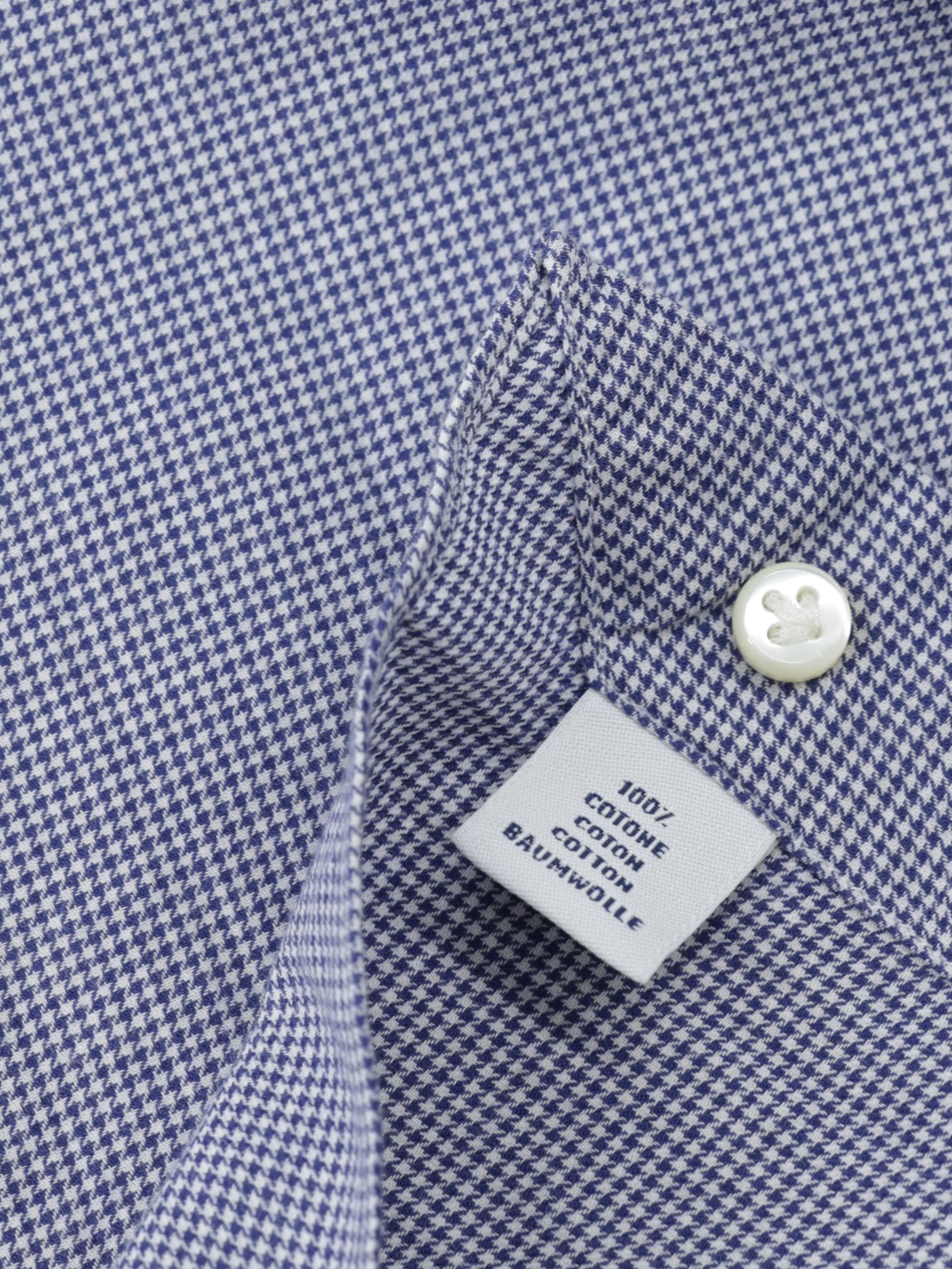 Emanuele Maffeis Navy & Light Blue Pure Cotton "Stretch" Puppytooth Shirt