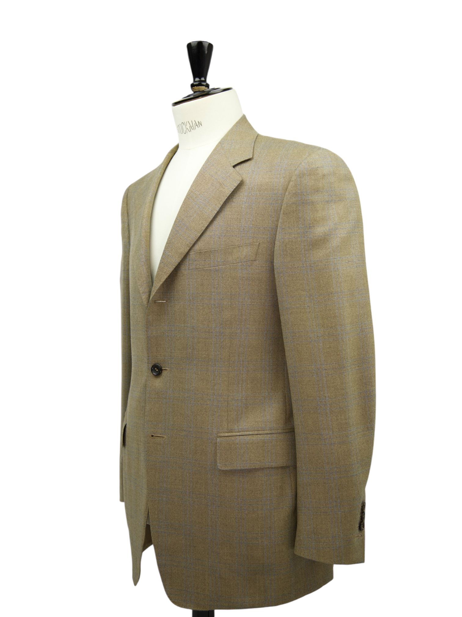 Canali Light Brown & Blue Wool Windowpane Jacket