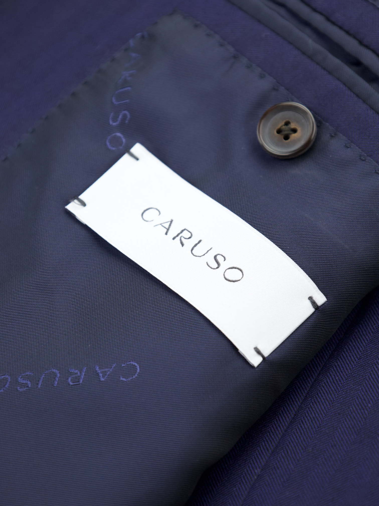 Caruso Navy Super 170's Wool & Cashmere "Cashmere Wish" Herringbone Boheme Suit + Extra Trousers