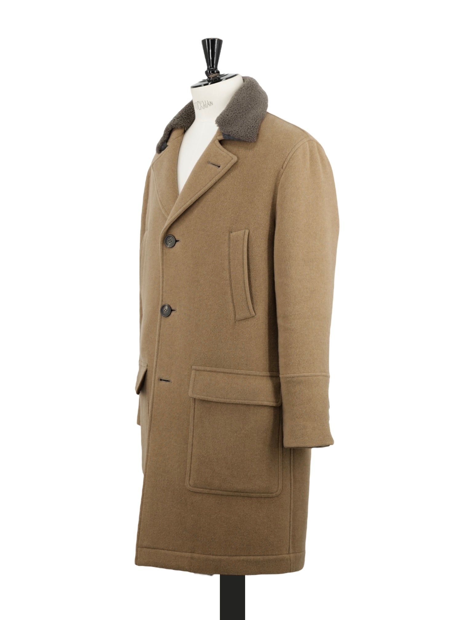Brunello Cucinelli Brown Wool & Cashmere Teddy-Collar Overcoat