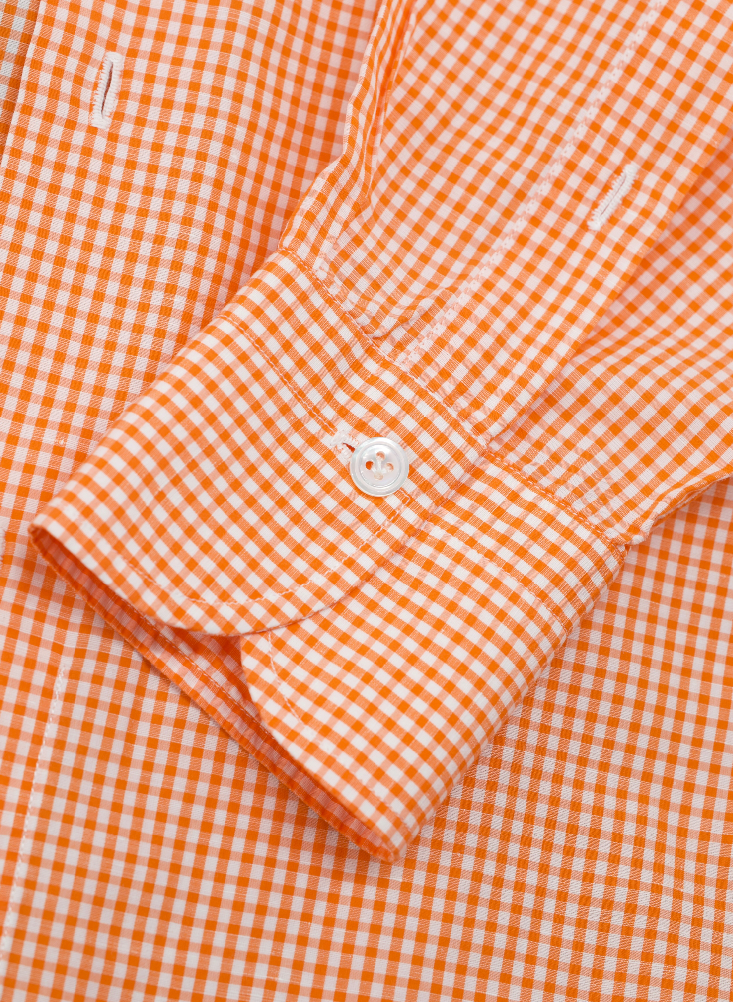 Finamore Orange & White Cotton Gingham Check Shirt