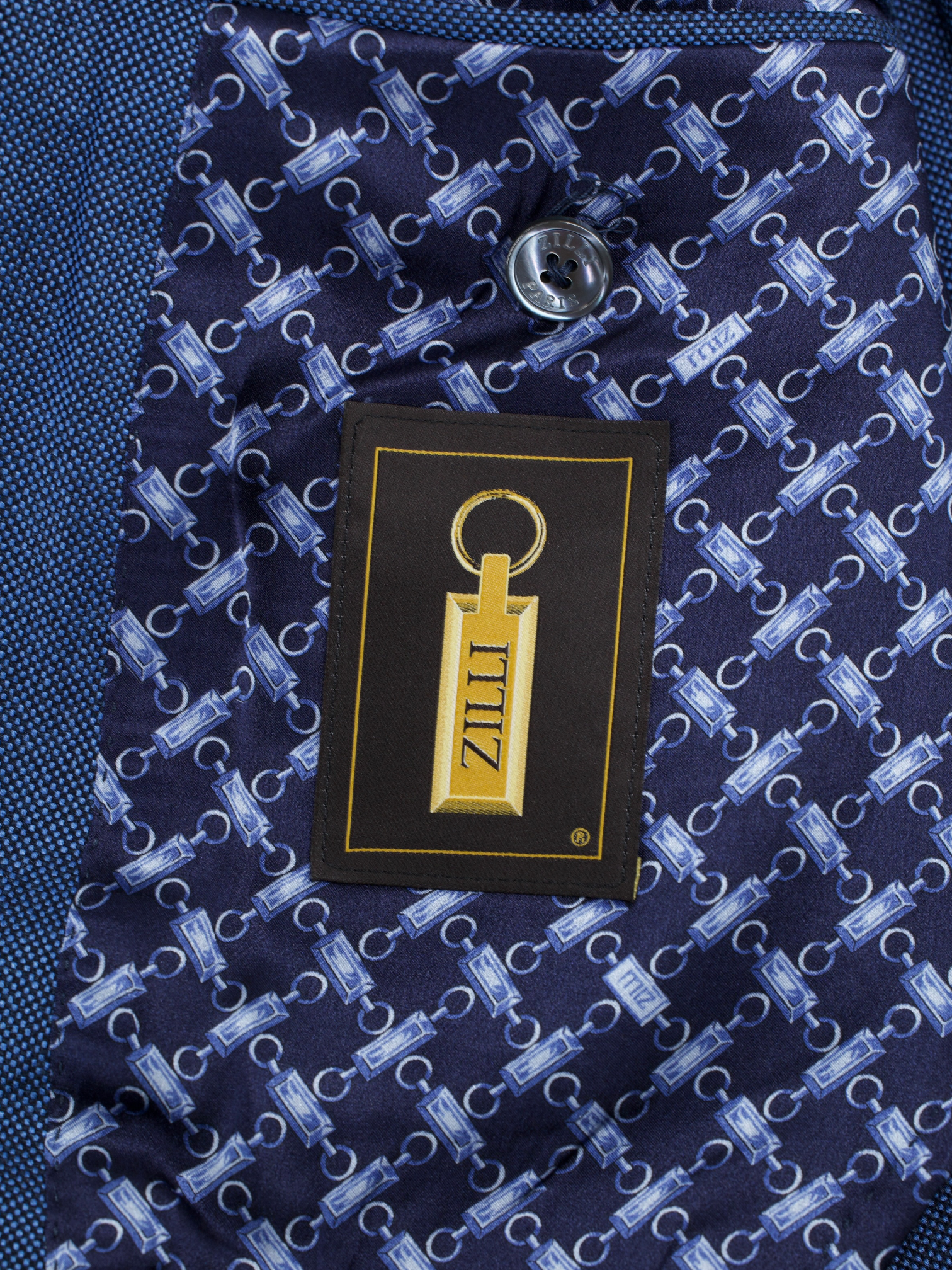 Zilli Blue Silk & Cotton Pinpoint Jacket