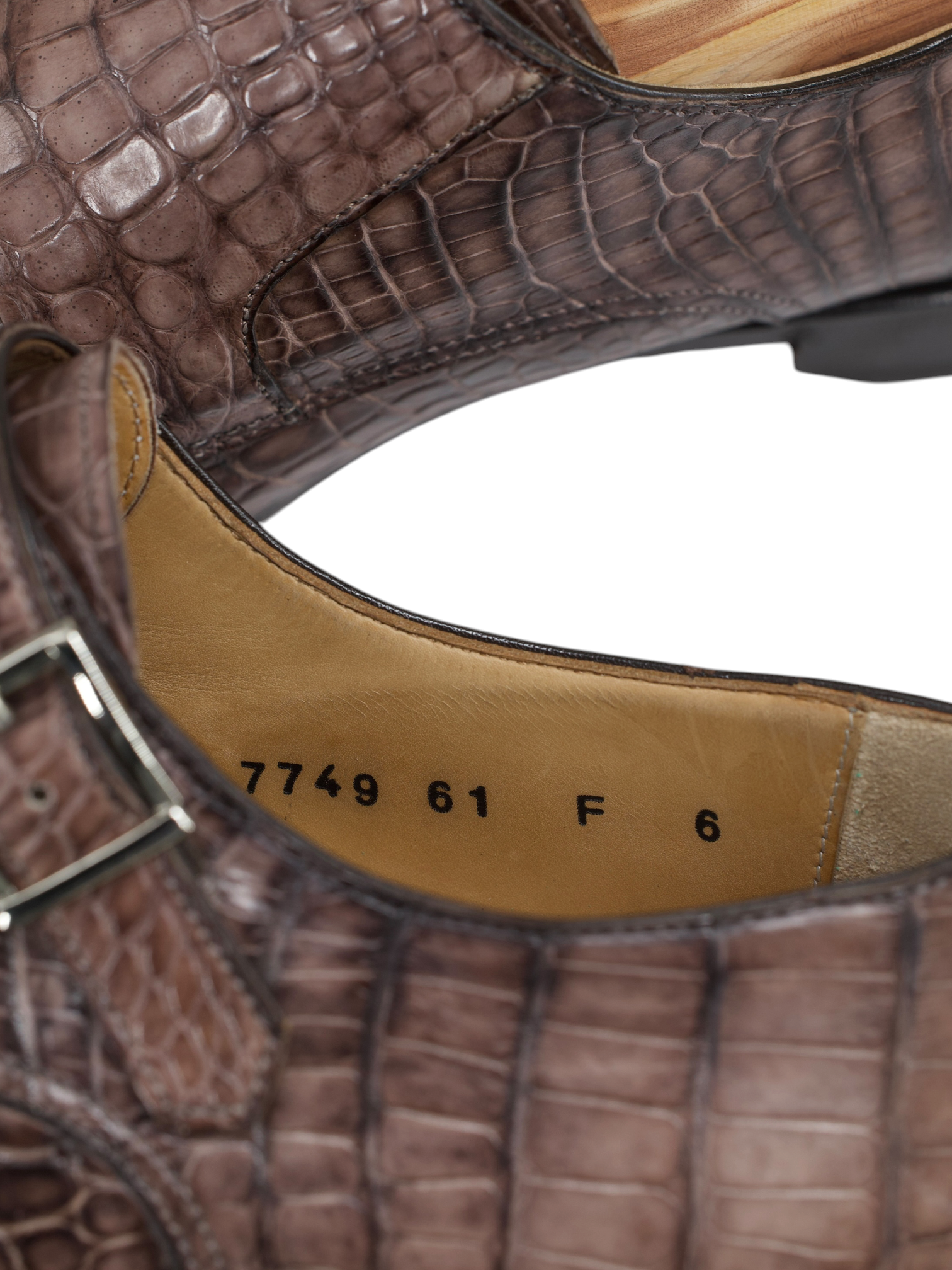 Santoni Taupe Mississippi-Alligator Double Monk