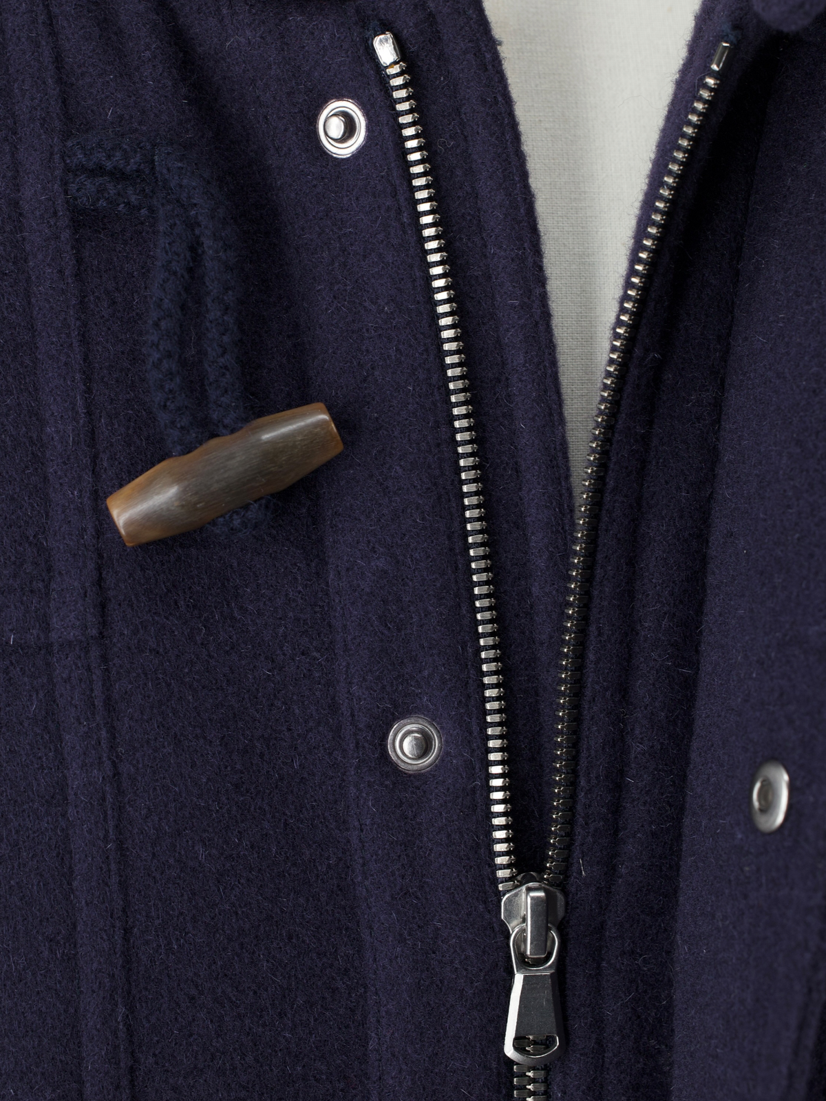 Brunello Cucinelli Navy Wool, Angora & Silk Duffle Coat