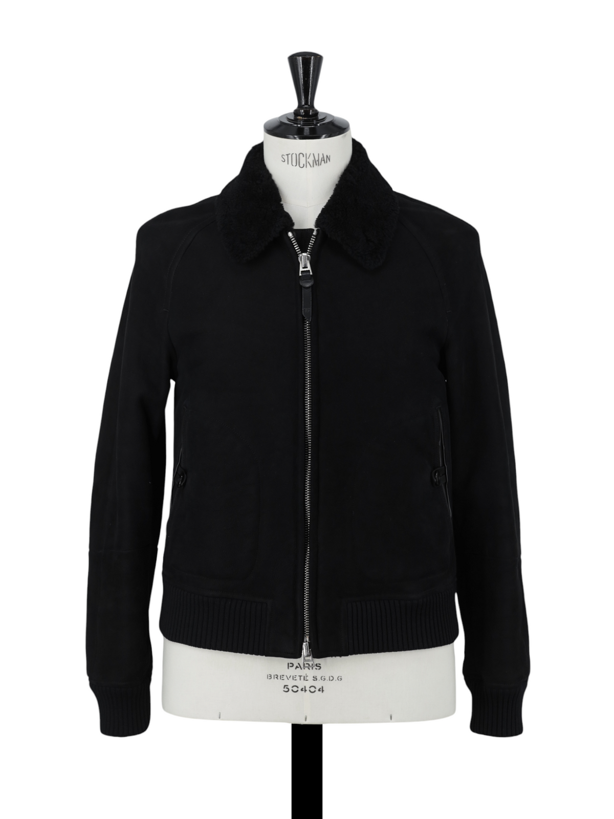 Tom Ford Black Lambskin Nubuck-Shearling Zip-Up Aviator Jacket