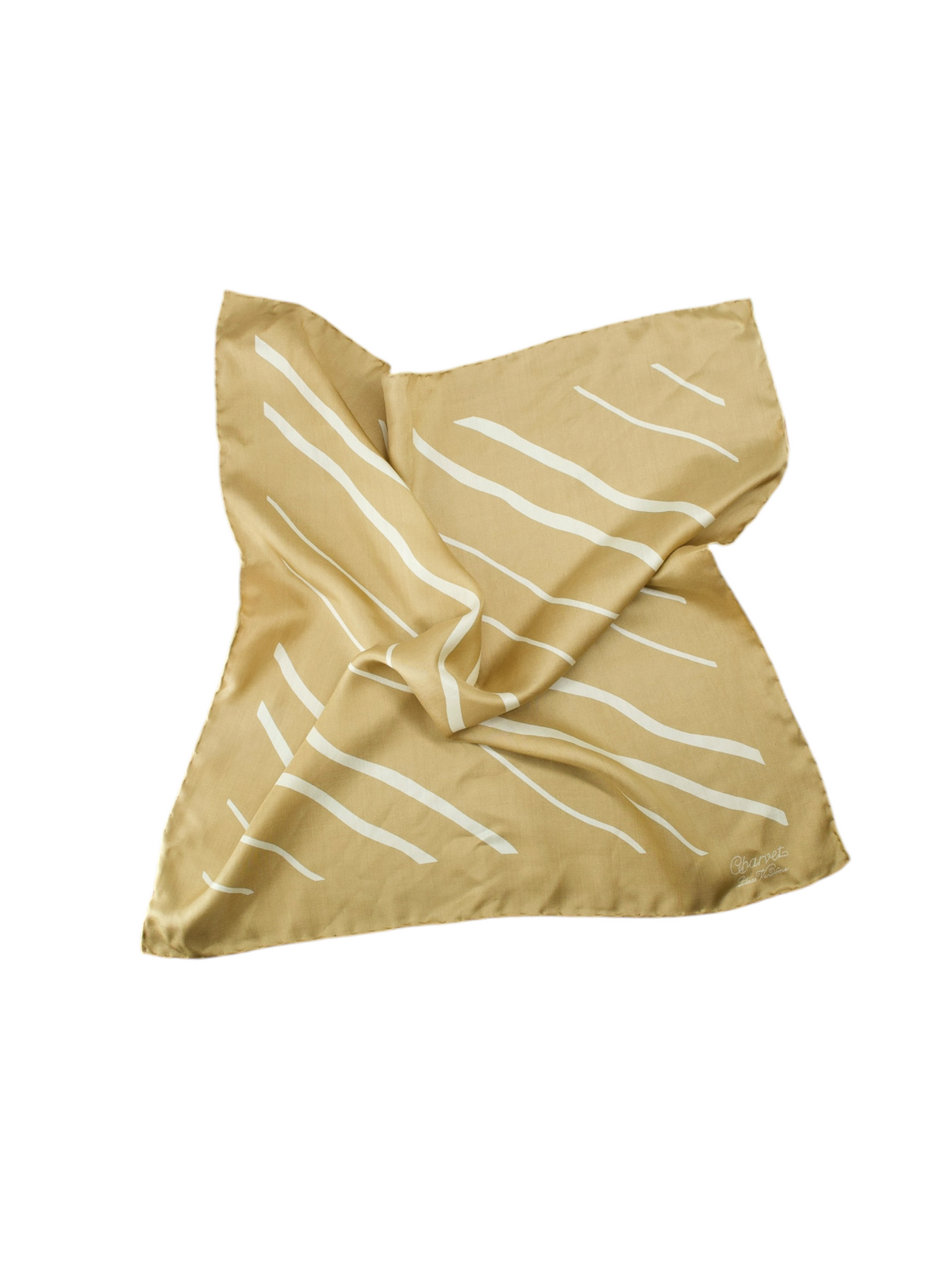 Charvet Gold & White Silk Handrolled Pocketsquare
