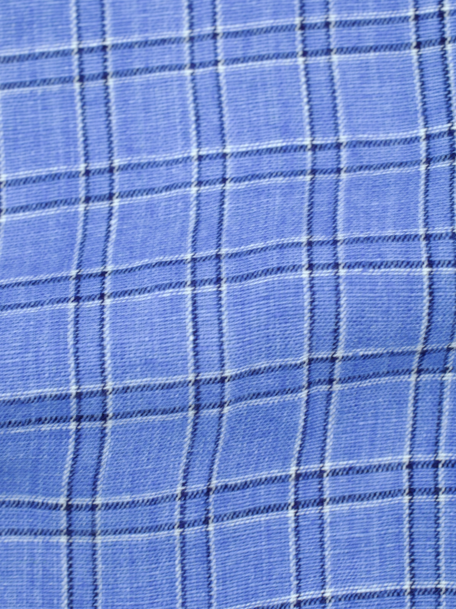 Finamore Blue Linen Windowpane Button-Down Shirt