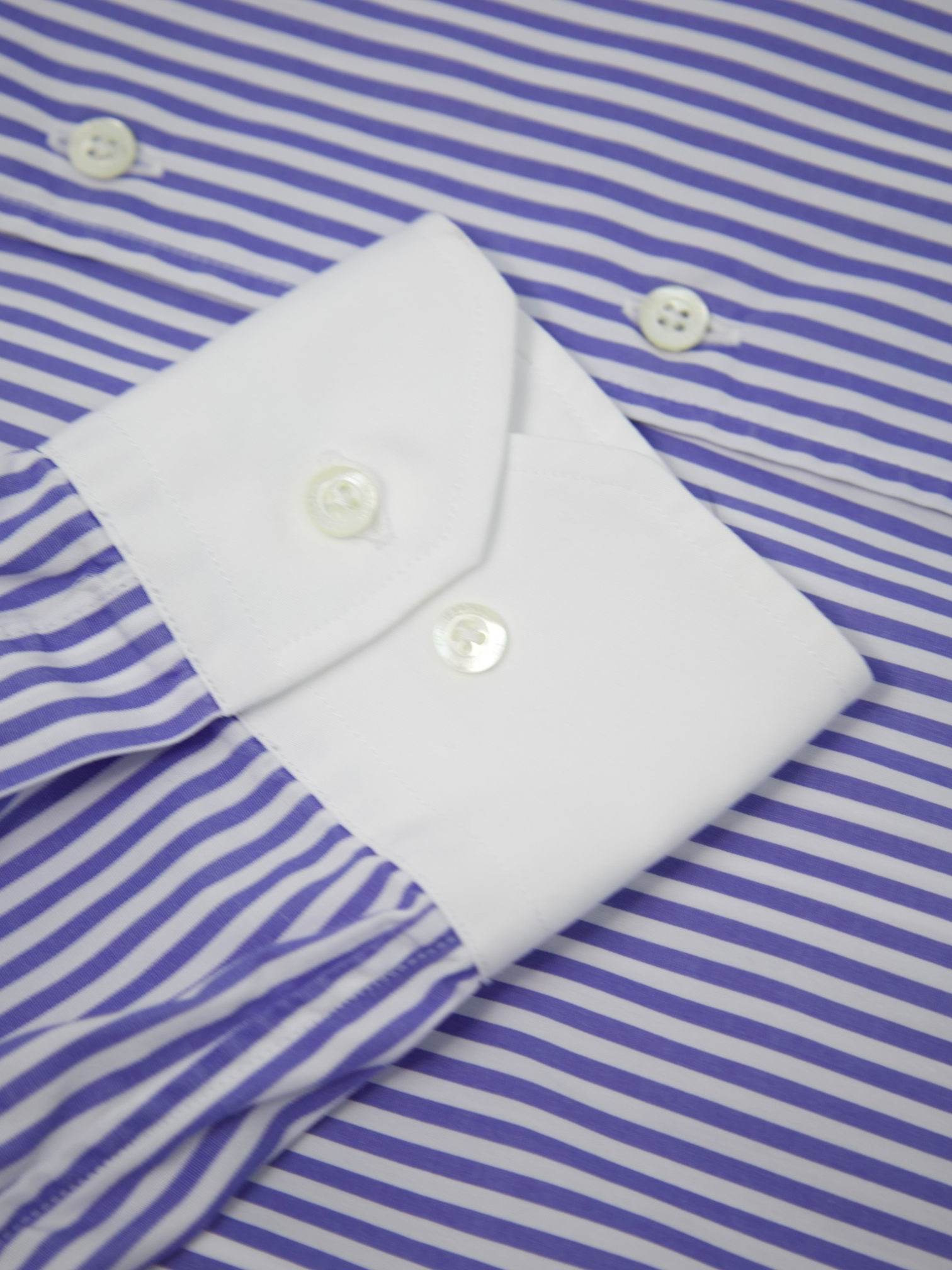 Corneliani Blue Pinstripe Contrast-Collar Shirt