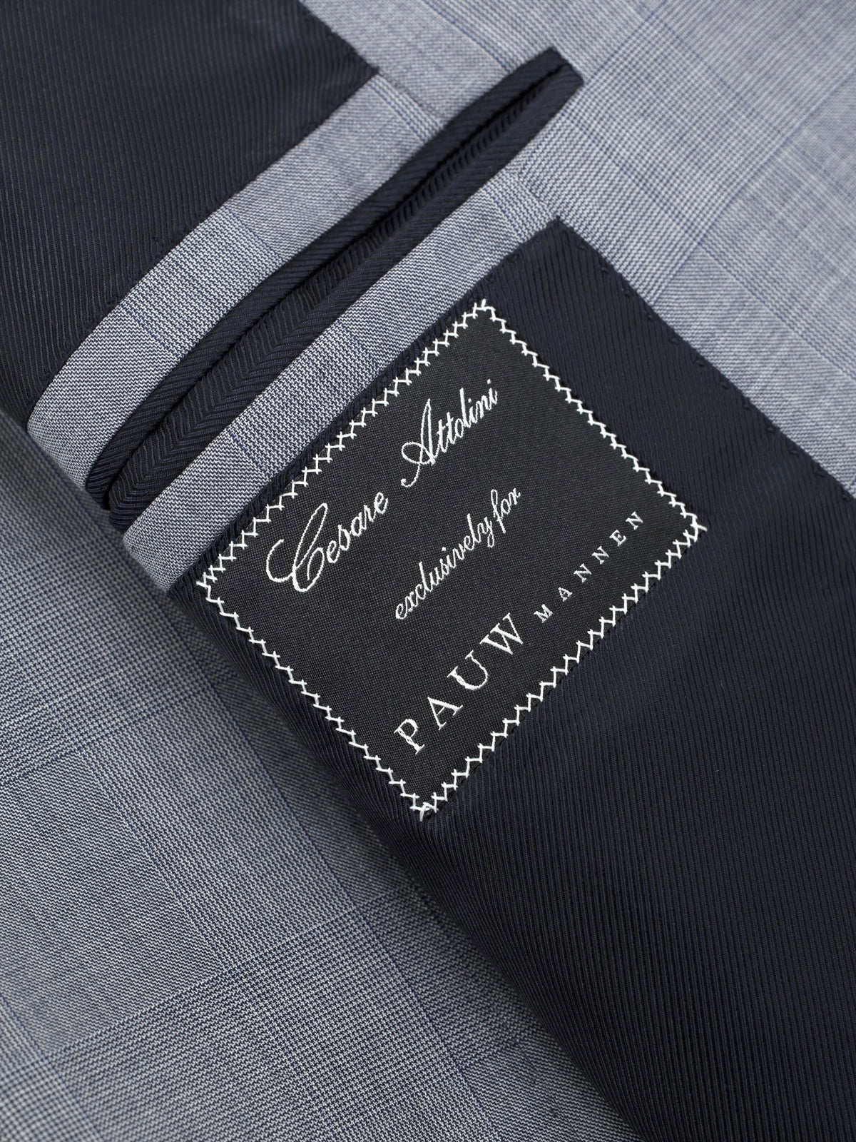 Cesare Attolini Light Grey & Steel Blue Super 150's & Silk Checkered Suit